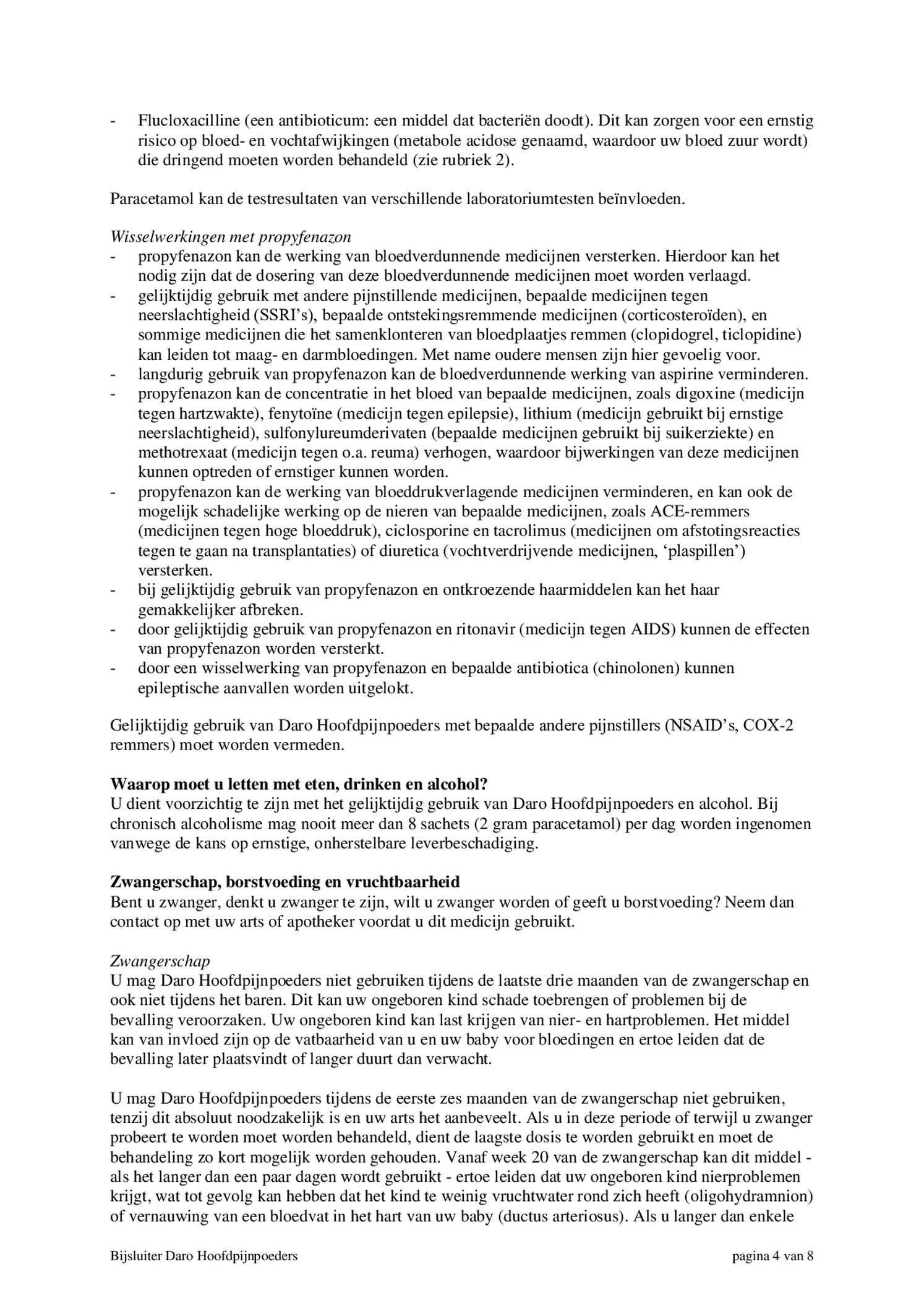 Hoofdpijnpoeders afbeelding van document #4, bijsluiter