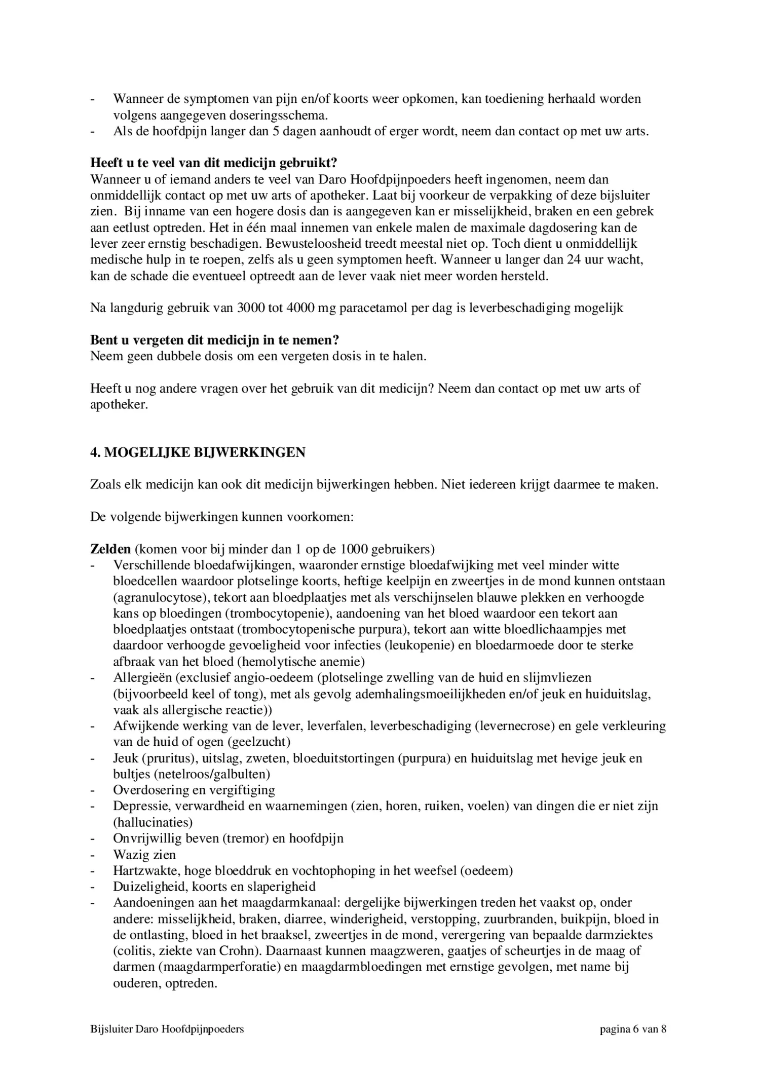 Hoofdpijnpoeders afbeelding van document #6, bijsluiter