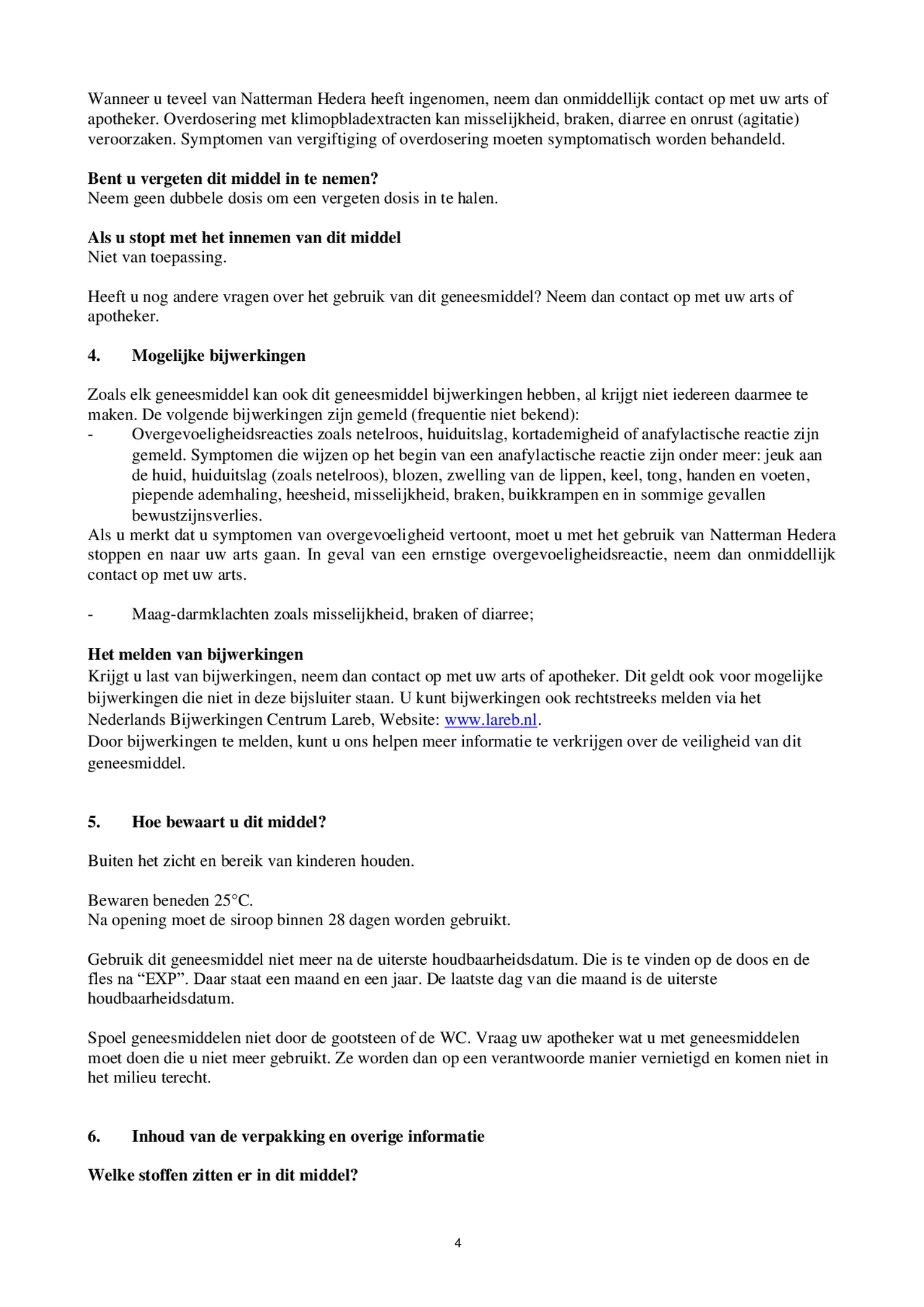 Hedera Stroop afbeelding van document #4, bijsluiter