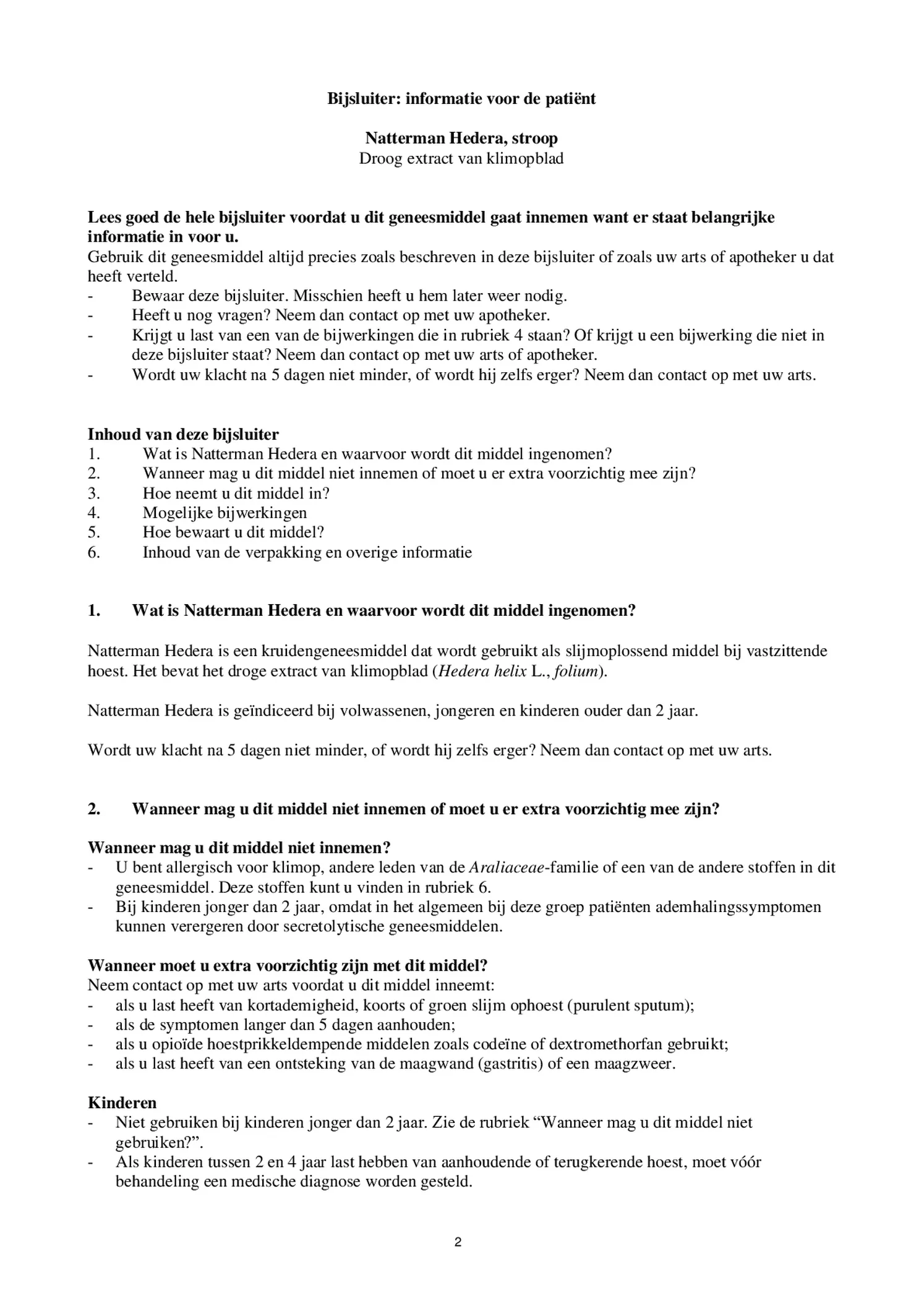 Hedera Stroop afbeelding van document #2, bijsluiter