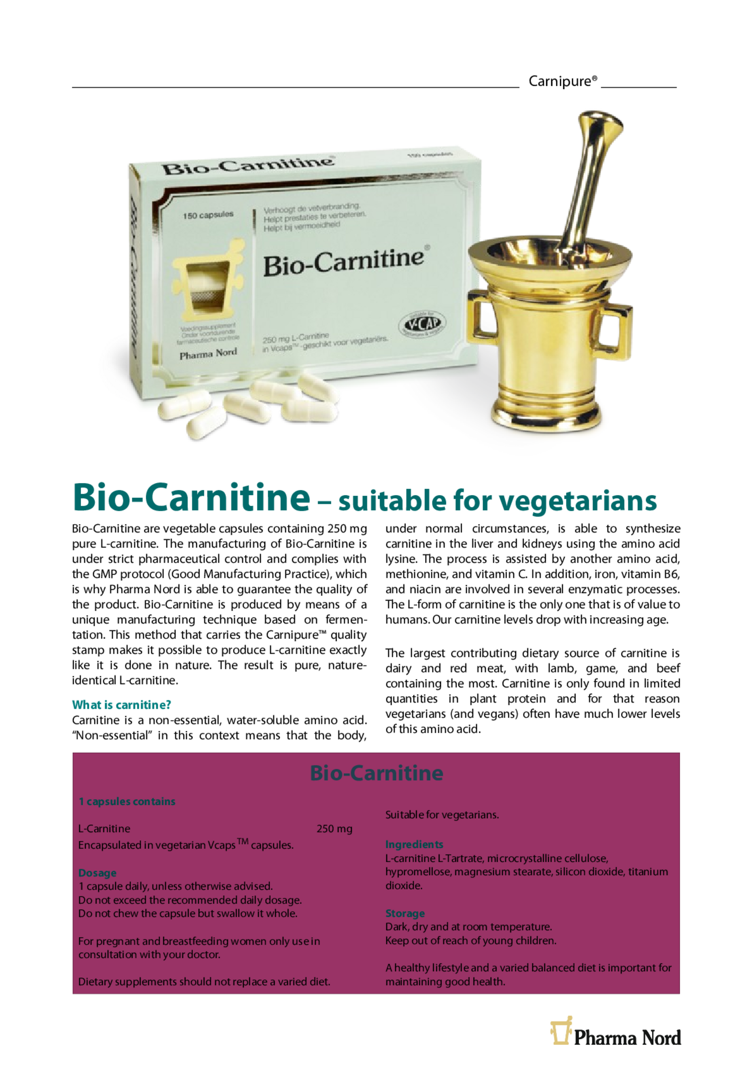 Bio-Carnitine Capsules afbeelding van document #1, gebruiksaanwijzing