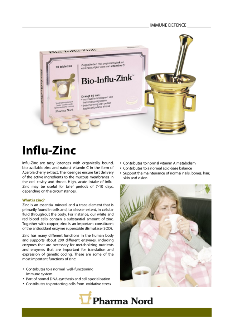 Bio-Influ-Zink Tabletten afbeelding van document #1, informatiefolder
