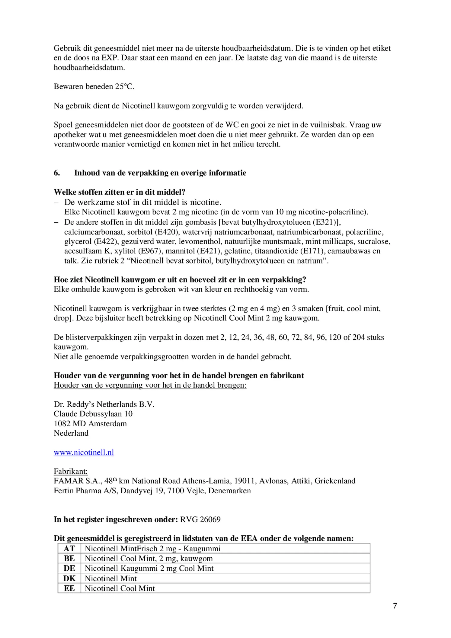 Kauwgum Cool Mint 2 mg -  voor stoppen met roken afbeelding van document #7, bijsluiter