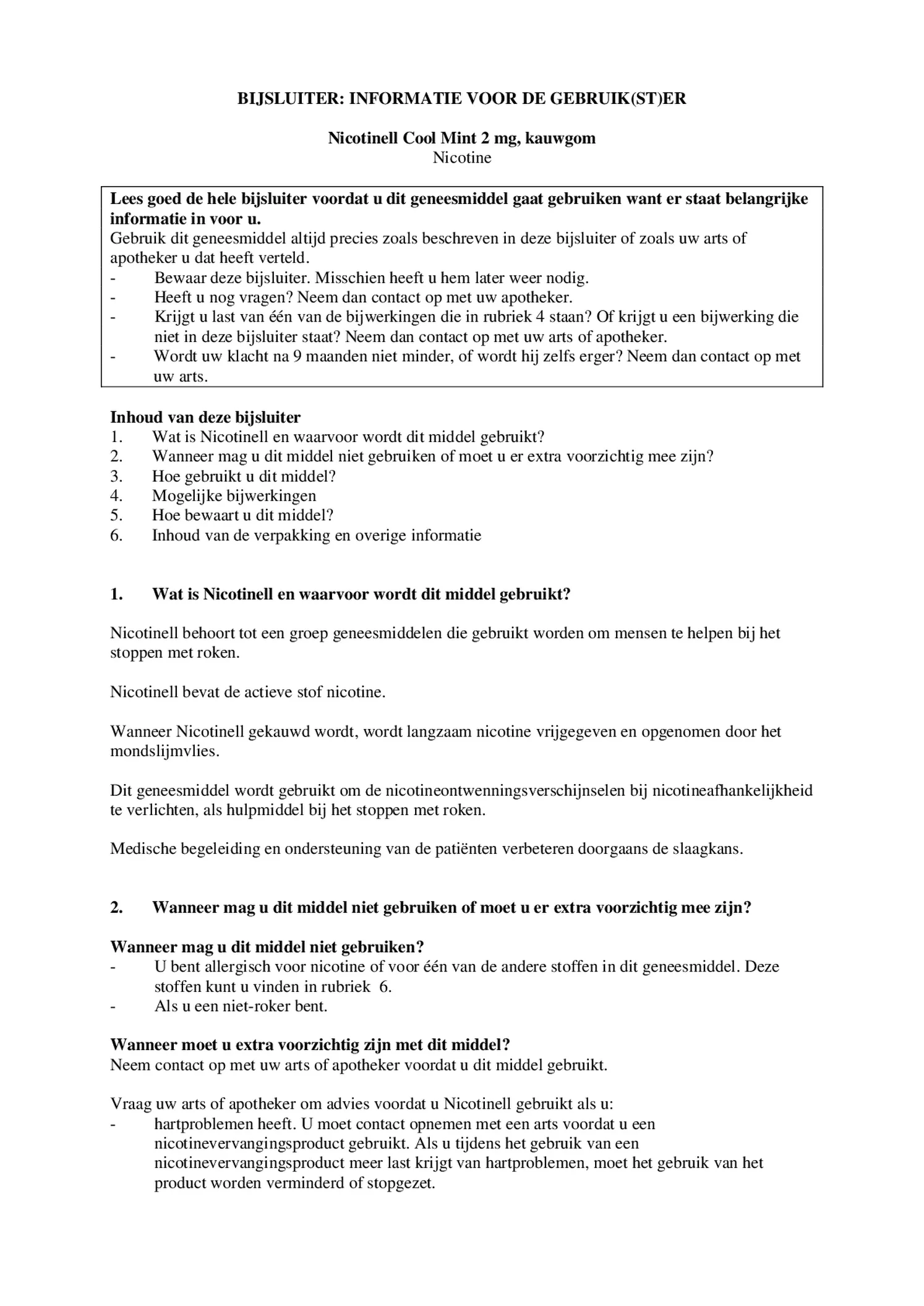 Kauwgum Cool Mint 2 mg -  voor stoppen met roken afbeelding van document #1, bijsluiter