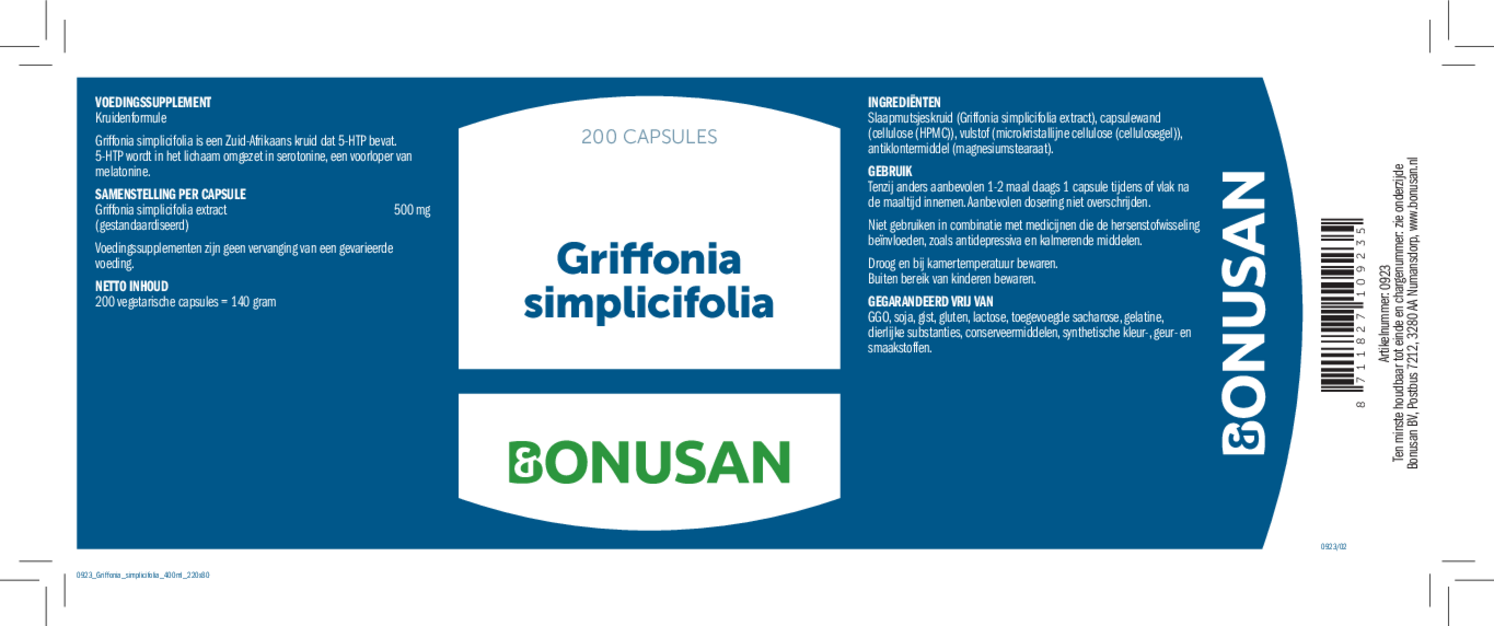 Griffonia Simplicifolia Capsules afbeelding van document #1, etiket