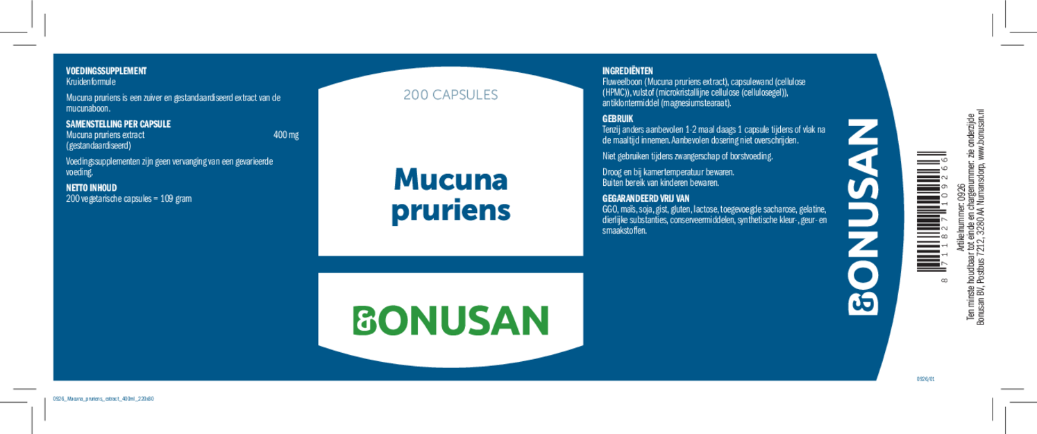 Mucuna Pruriens Capsules afbeelding van document #1, etiket