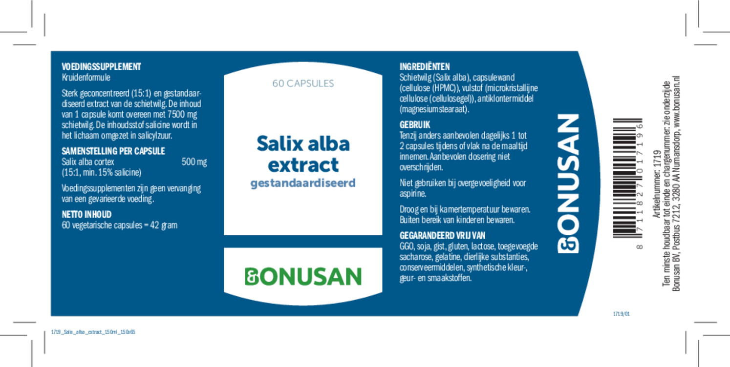 Salix Alba Extract Capsules afbeelding van document #1, etiket