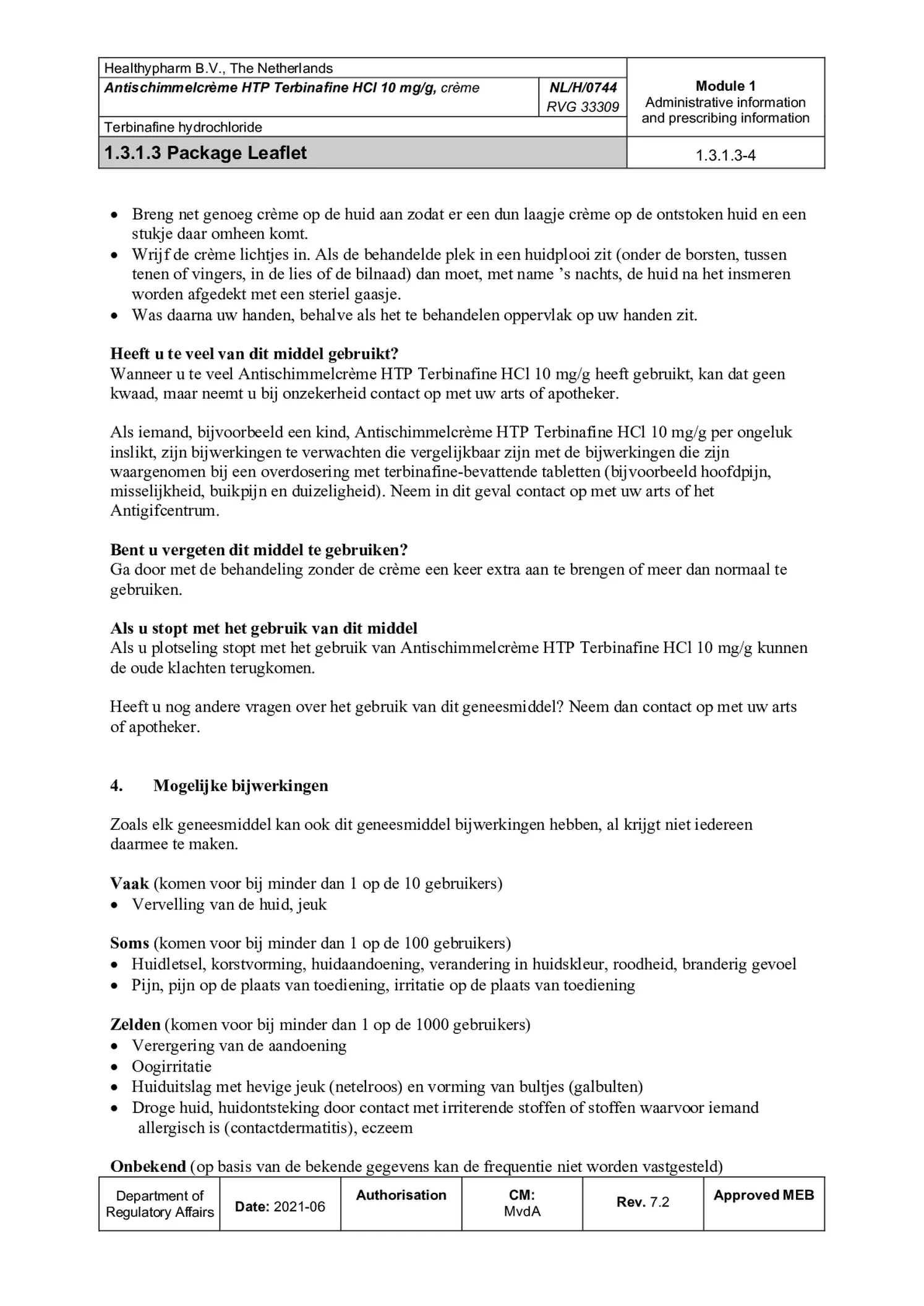 Terbinafine Anti-Schimmel Crème afbeelding van document #4, bijsluiter