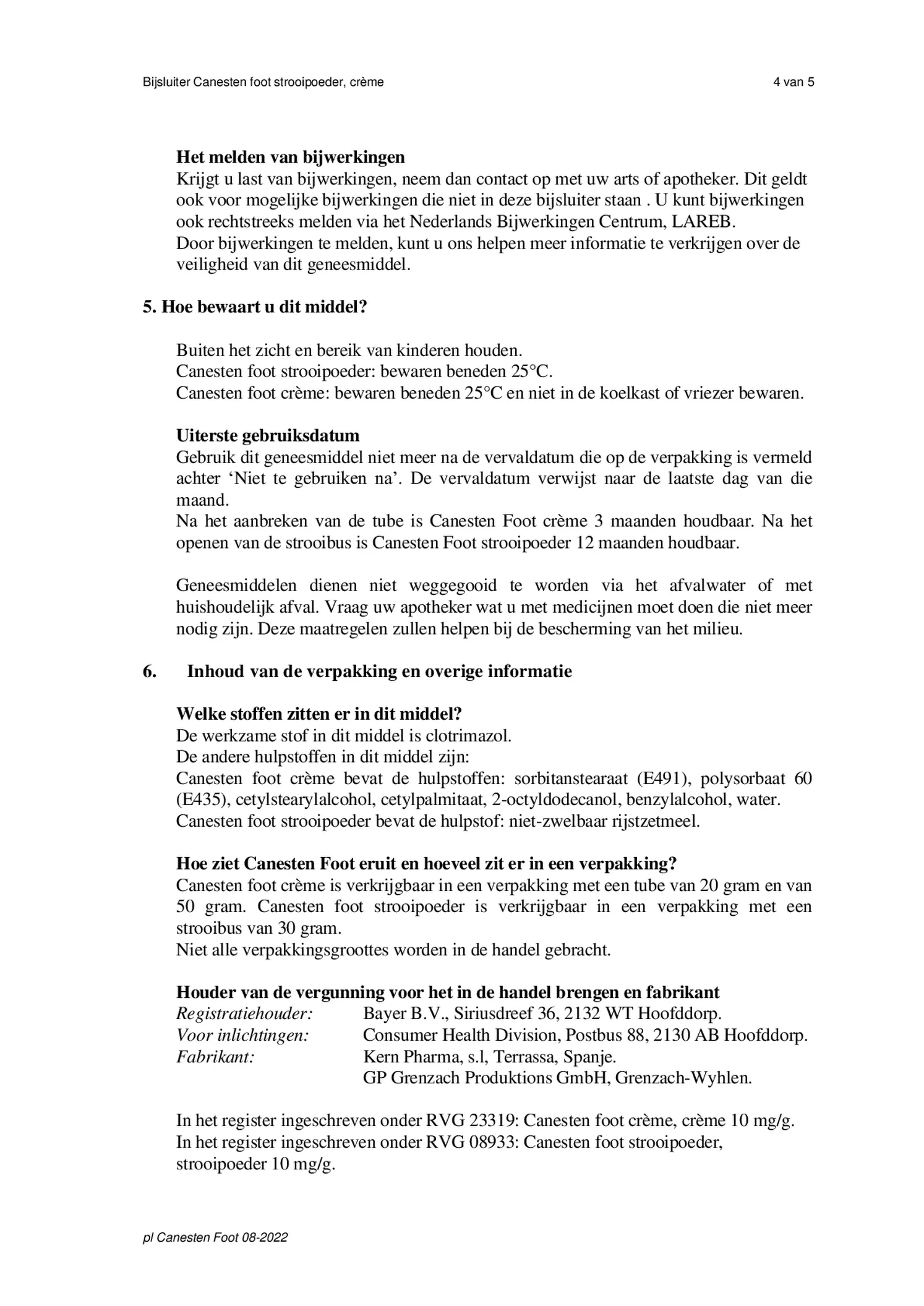 Foot Crème bij Voetschimmel afbeelding van document #4, bijsluiter