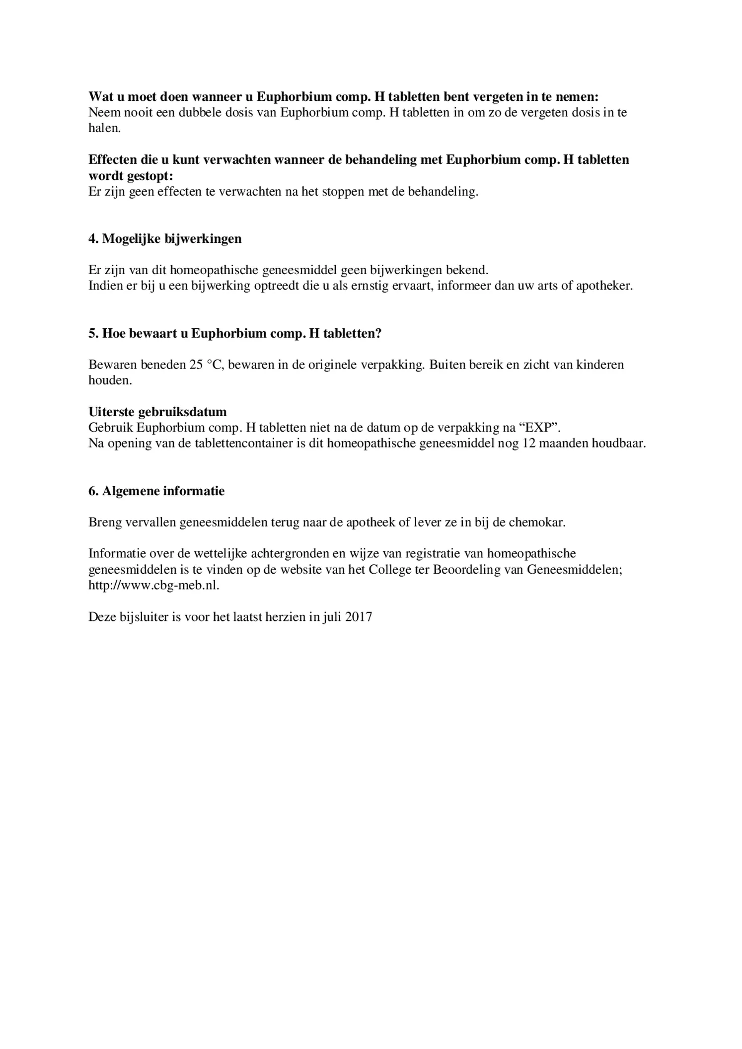Euphorbium Compositum Tabletten afbeelding van document #3, bijsluiter