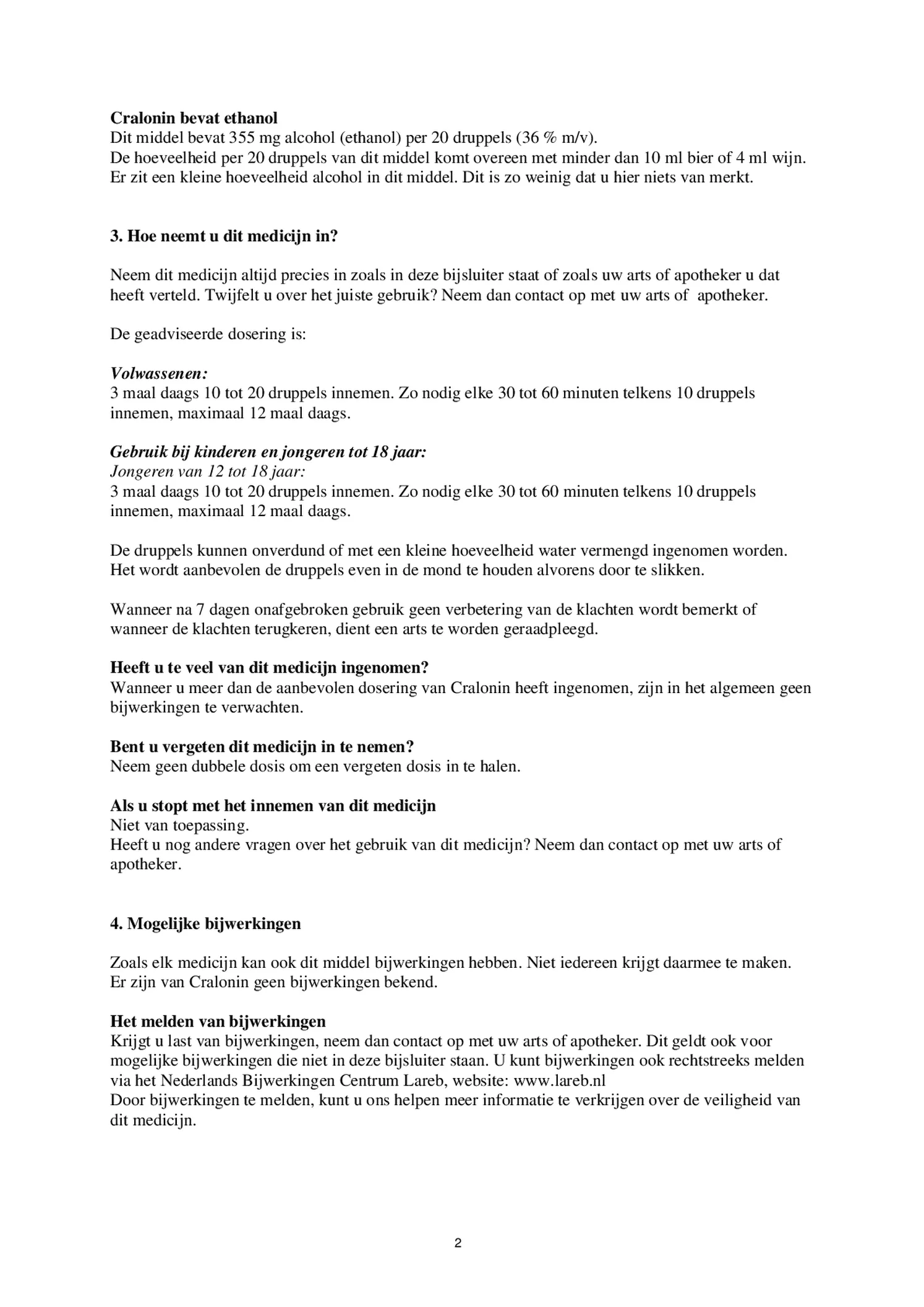 Cralonin afbeelding van document #2, bijsluiter