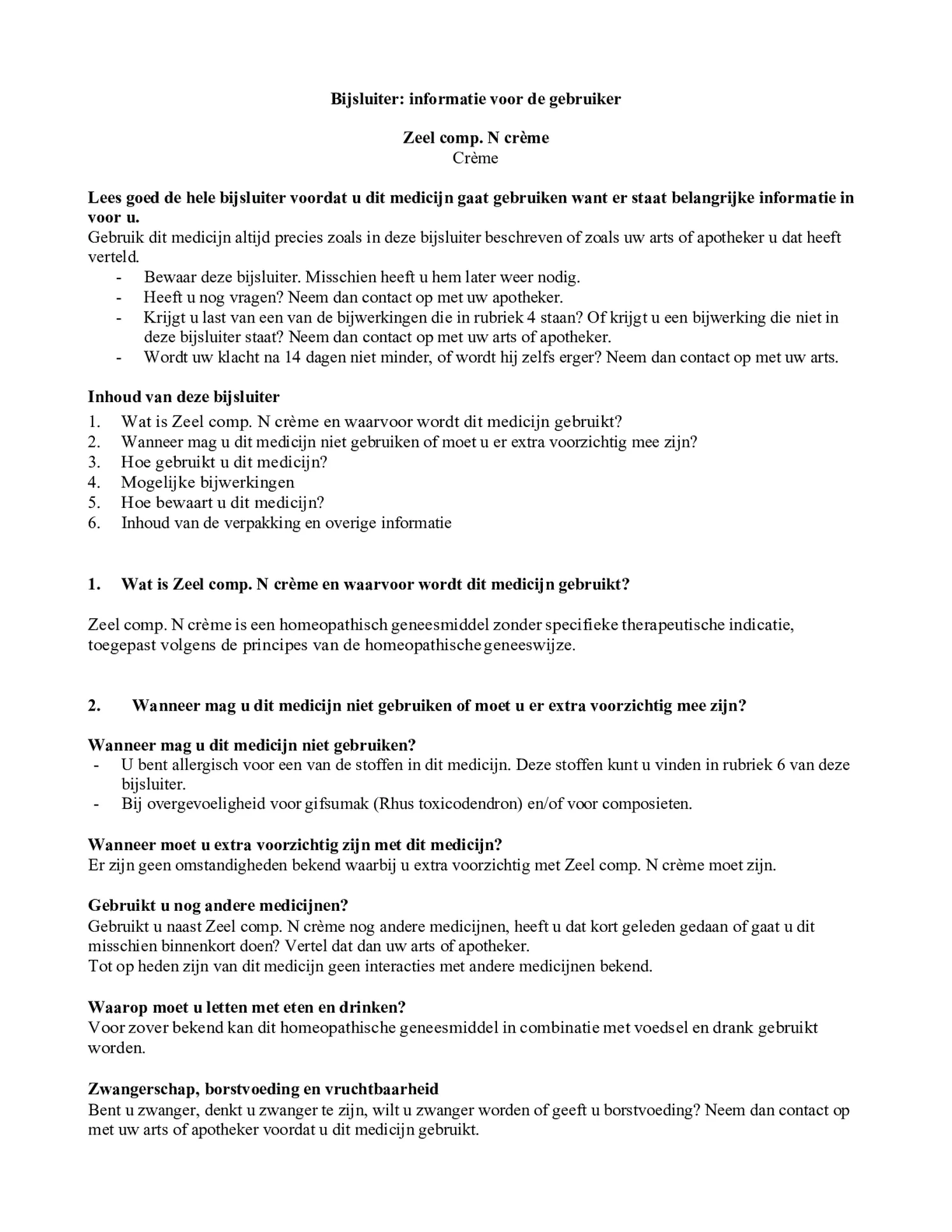 Zeel Compositum N Creme afbeelding van document #1, bijsluiter