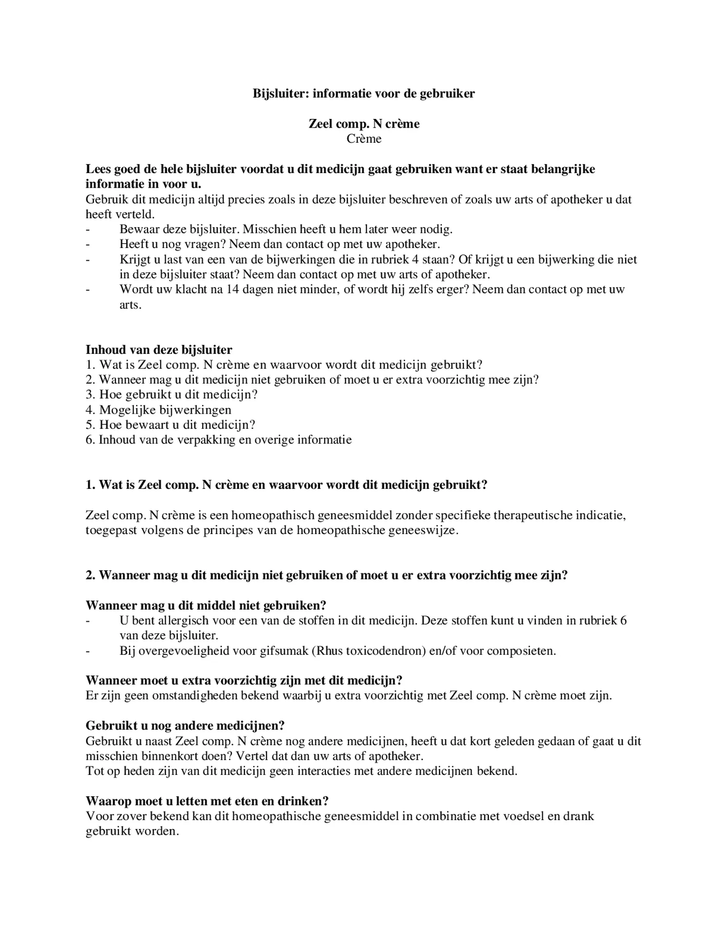 Zeel Compositum N Creme afbeelding van document #1, bijsluiter