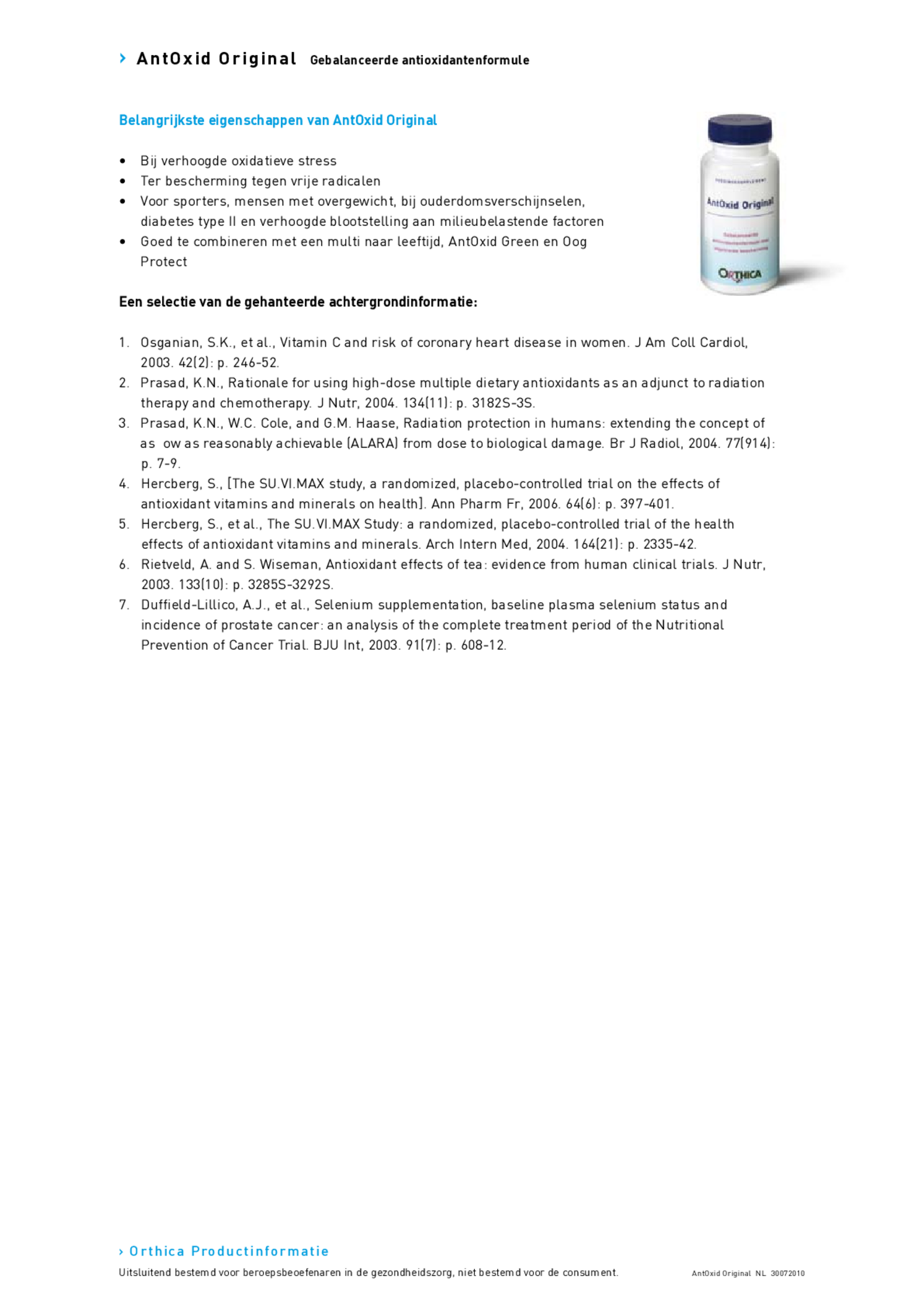 AntOxid Original Tabletten afbeelding van document #2, productonderzoek