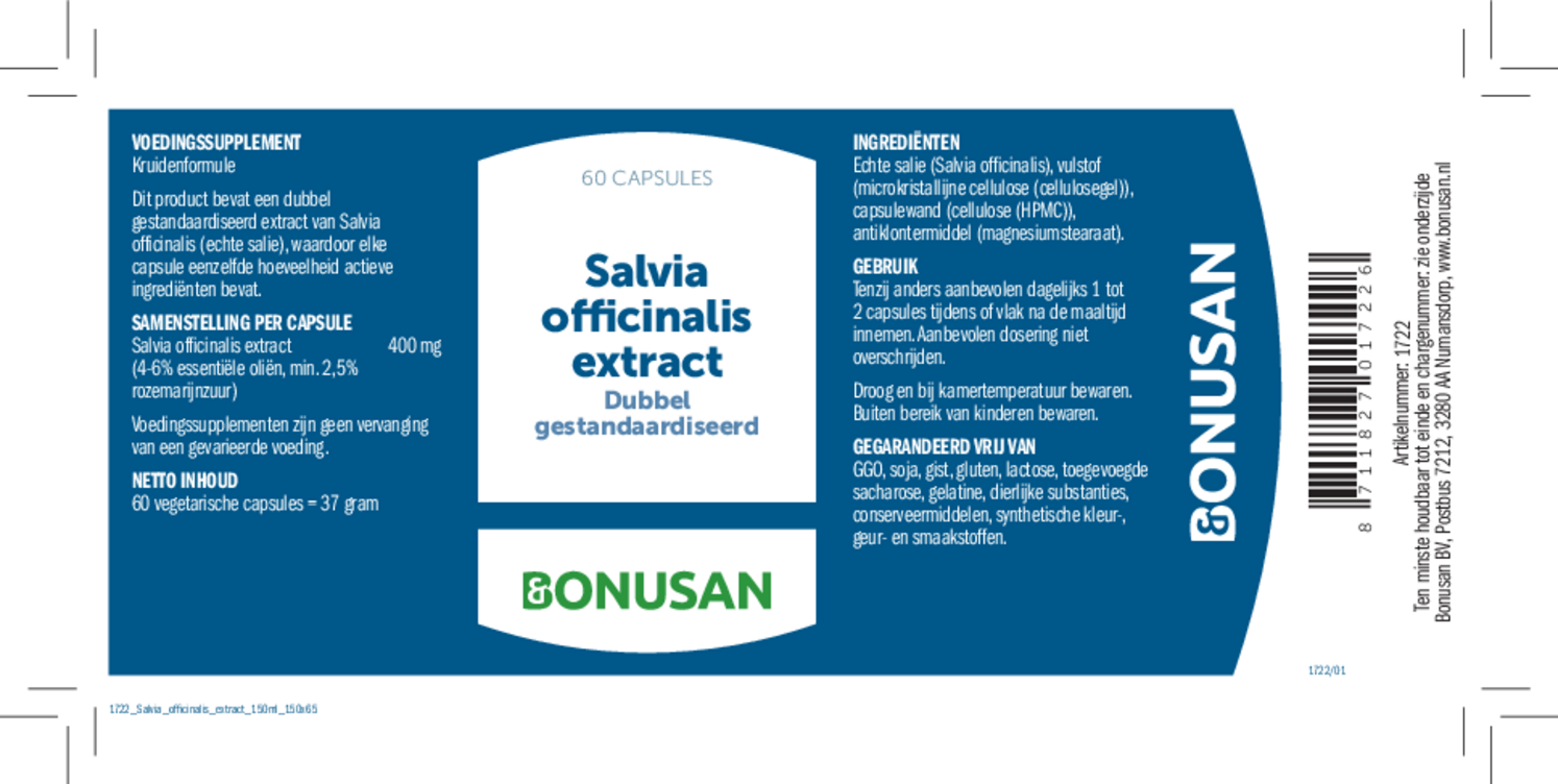 Salvia Officinalis extract Capsules afbeelding van document #1, etiket