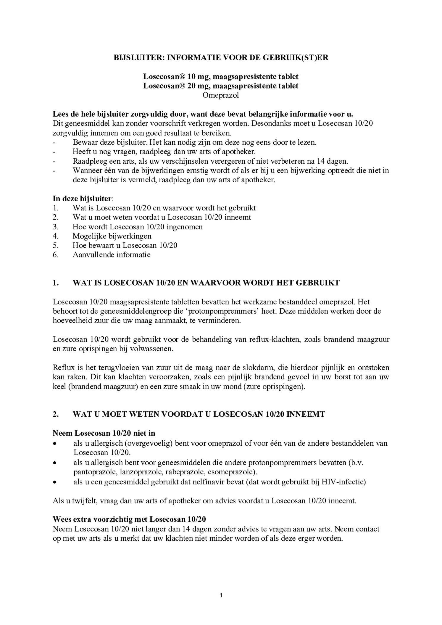 20mg Tabletten afbeelding van document #1, bijsluiter