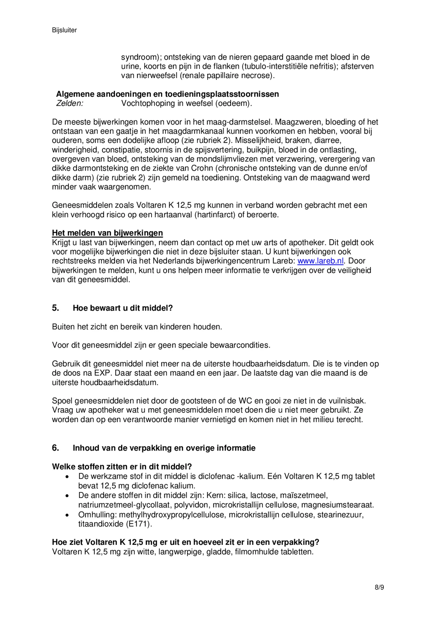 K 12,5 mg pijnstiller Filmomhulde Tabletten Diclofenac-Kalium afbeelding van document #8, bijsluiter