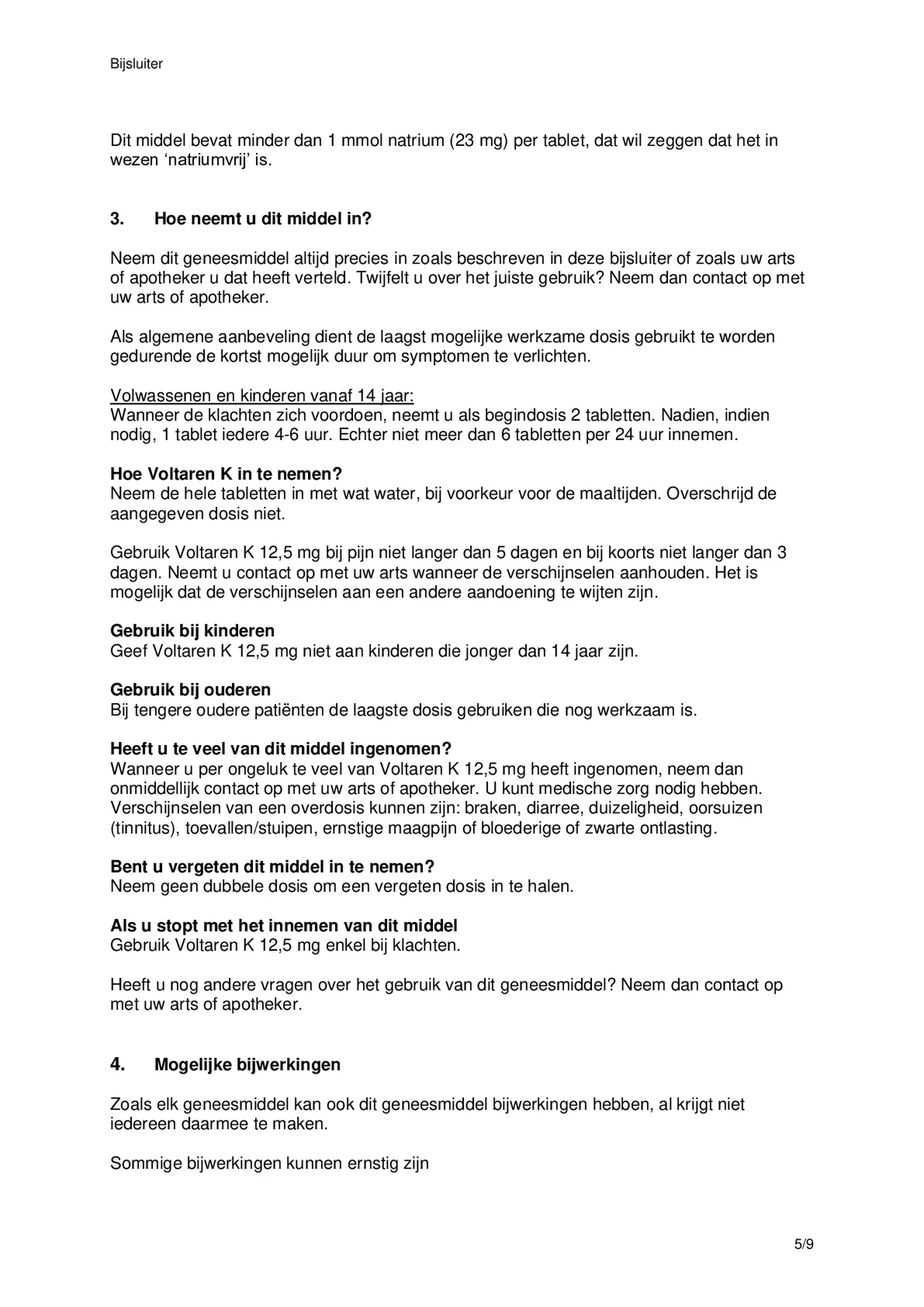 K 12,5 mg pijnstiller Filmomhulde Tabletten Diclofenac-Kalium afbeelding van document #5, bijsluiter