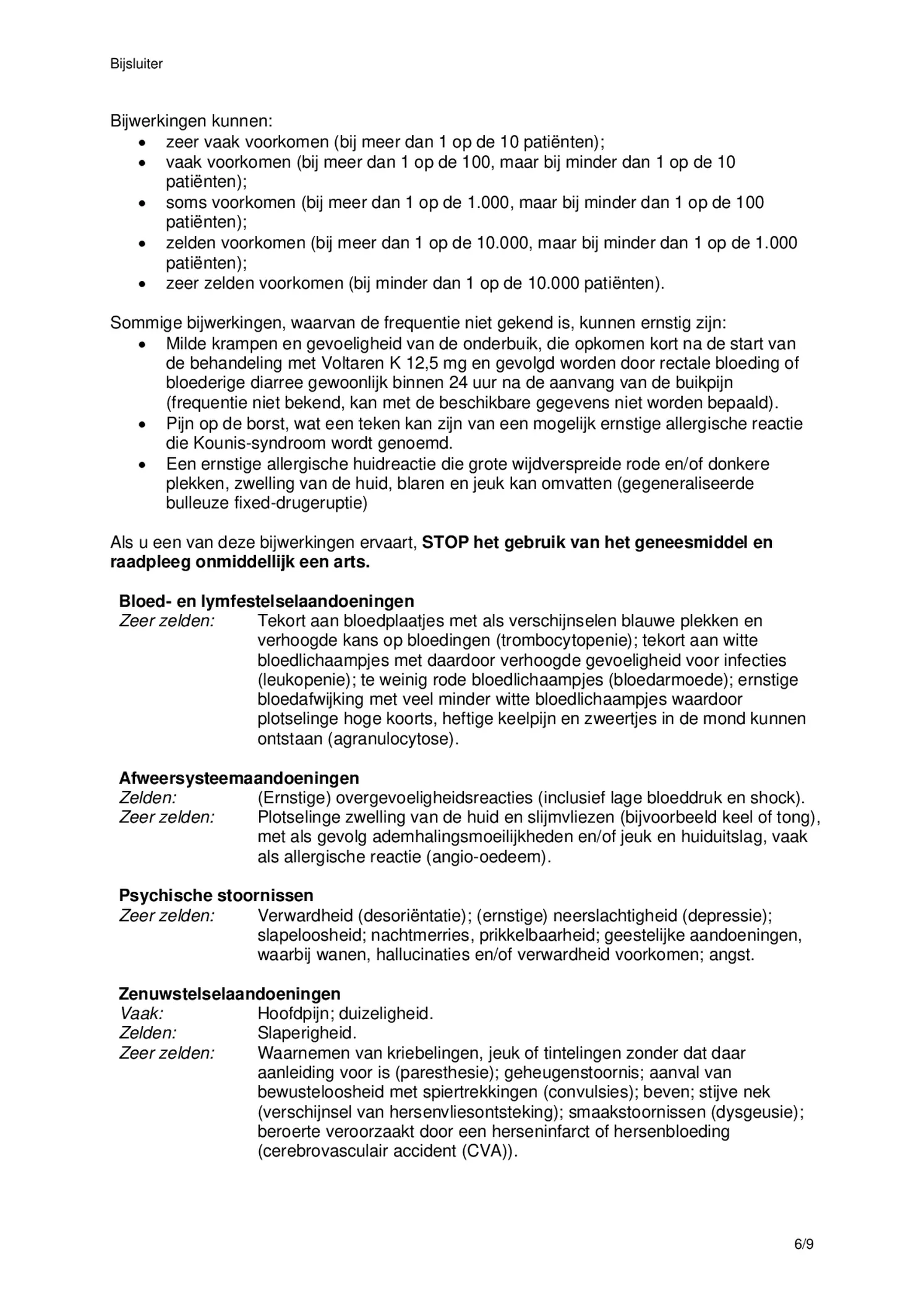 K 12,5 mg pijnstiller Filmomhulde Tabletten Diclofenac-Kalium afbeelding van document #6, bijsluiter