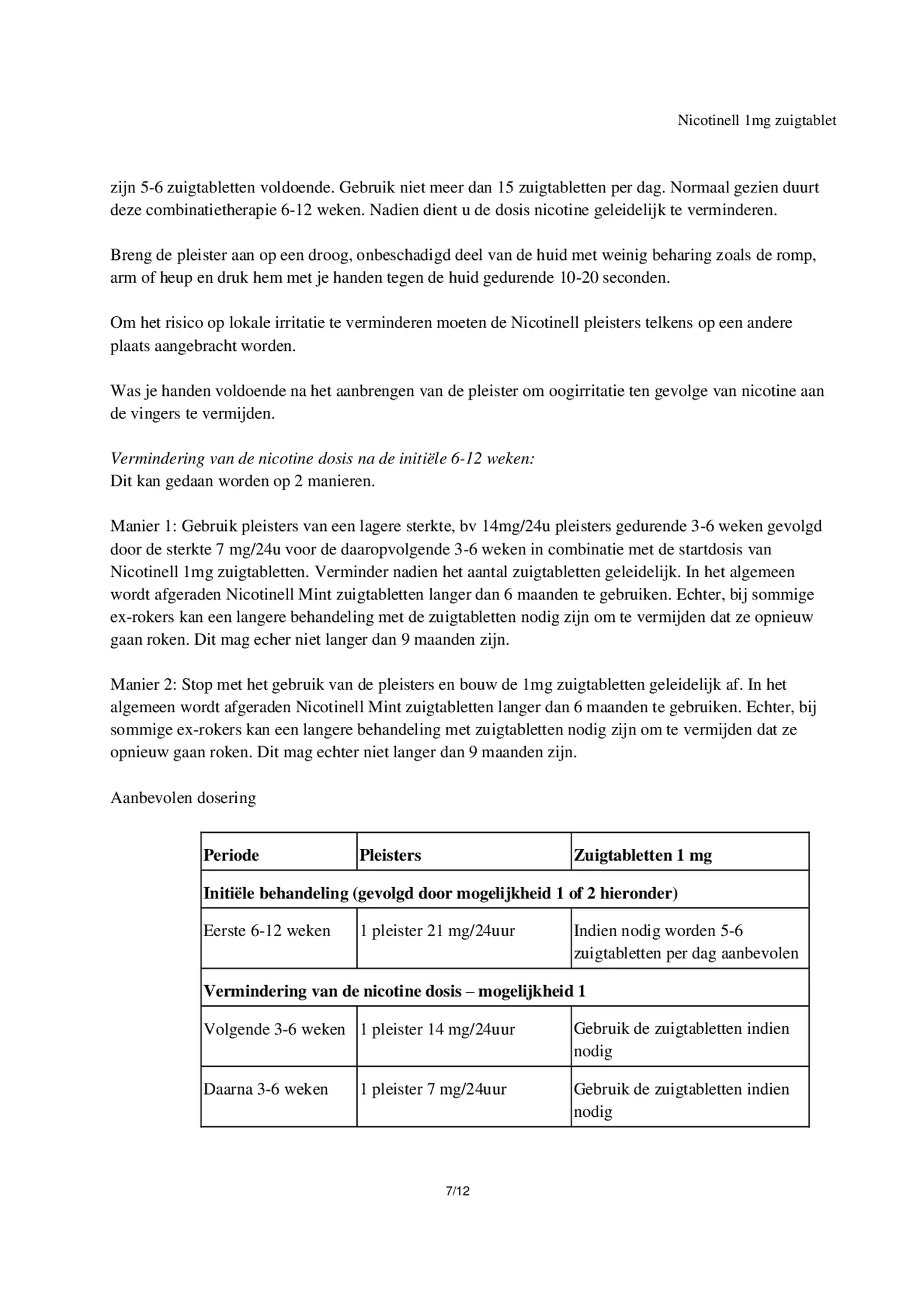 Zuigtablet Mint 1 mg -  voor stoppen met roken afbeelding van document #7, bijsluiter