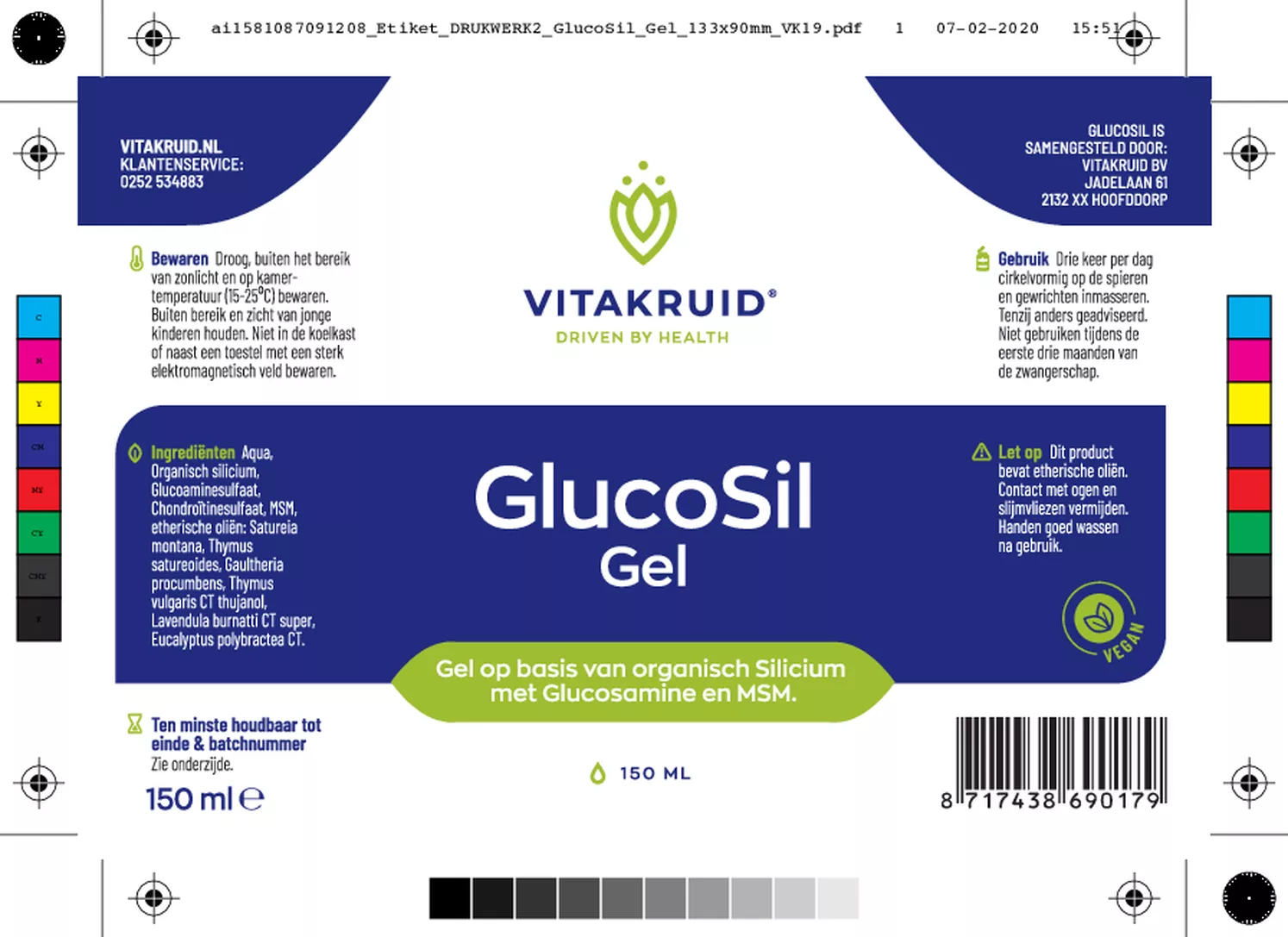 GlucoSil Glucosamine Chondroitine MSM Silicium Gel afbeelding van document #1, etiket