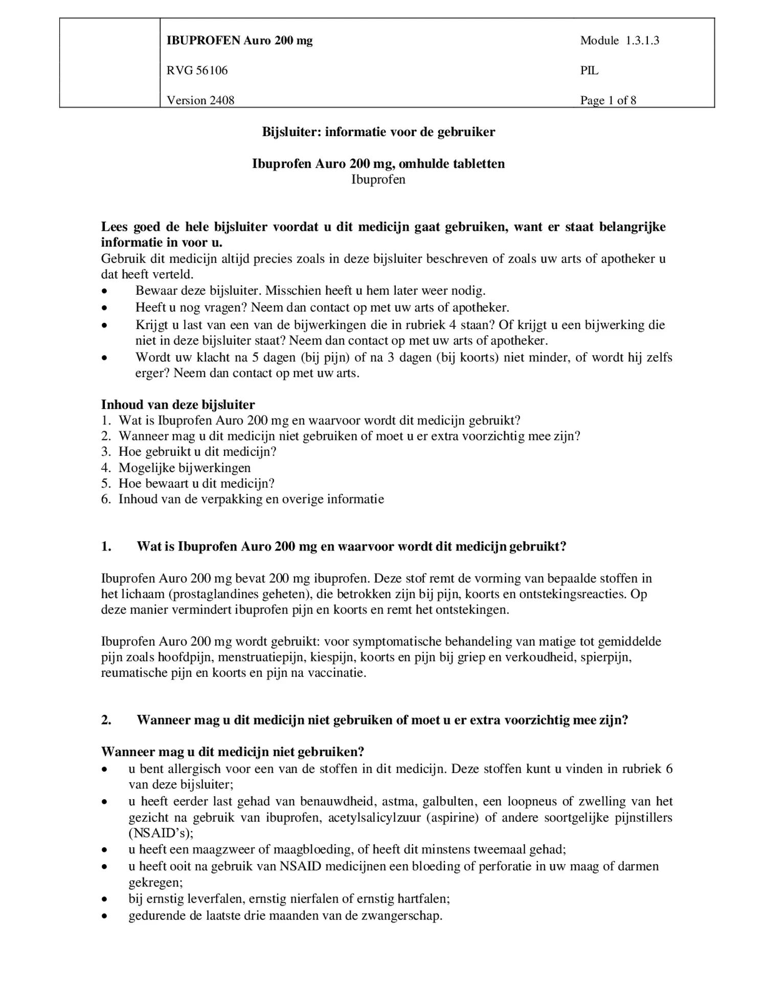Ibuprofen 200mg afbeelding van document #1, bijsluiter