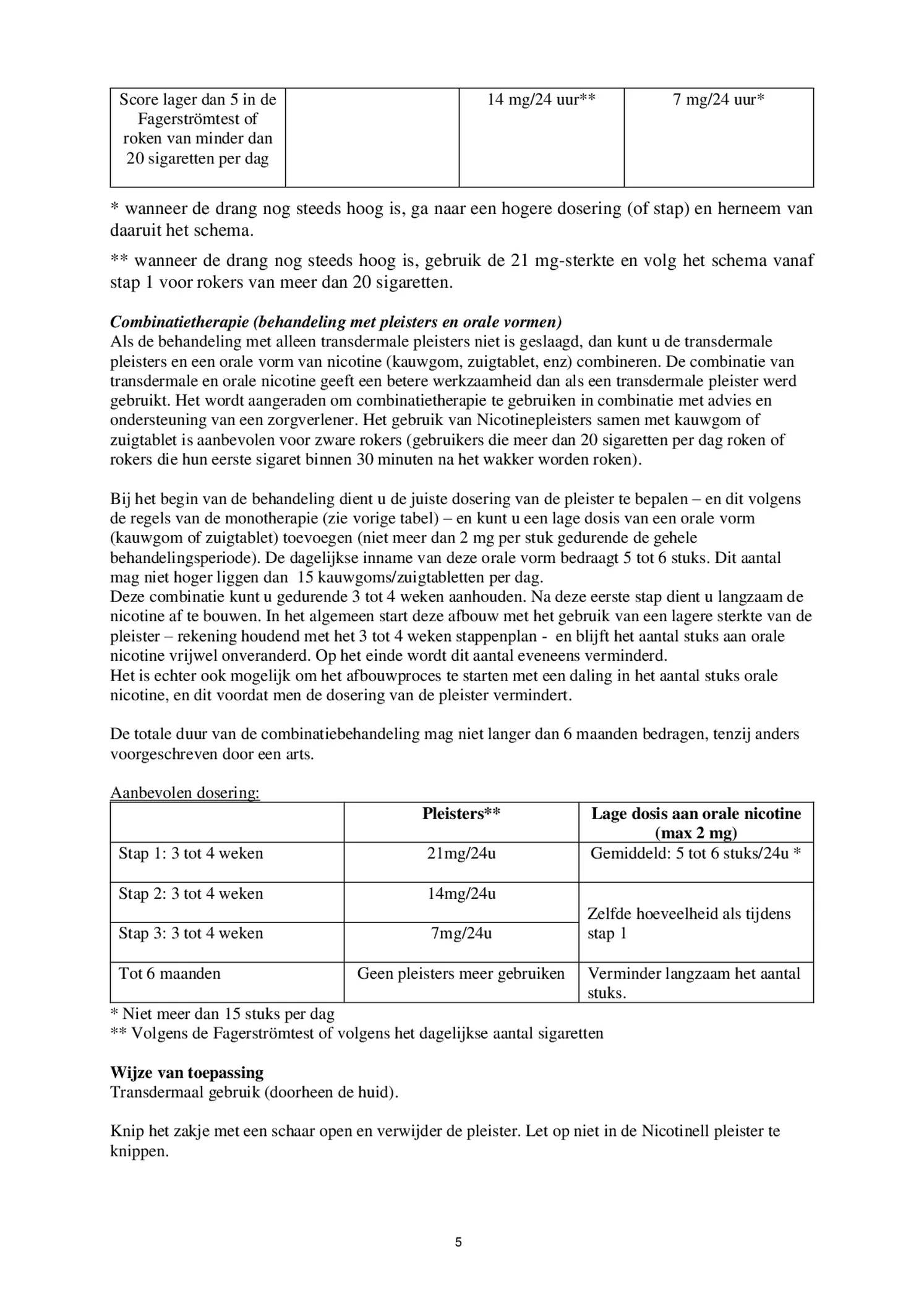 Pleisters 7 mg - voor stoppen met roken afbeelding van document #5, bijsluiter