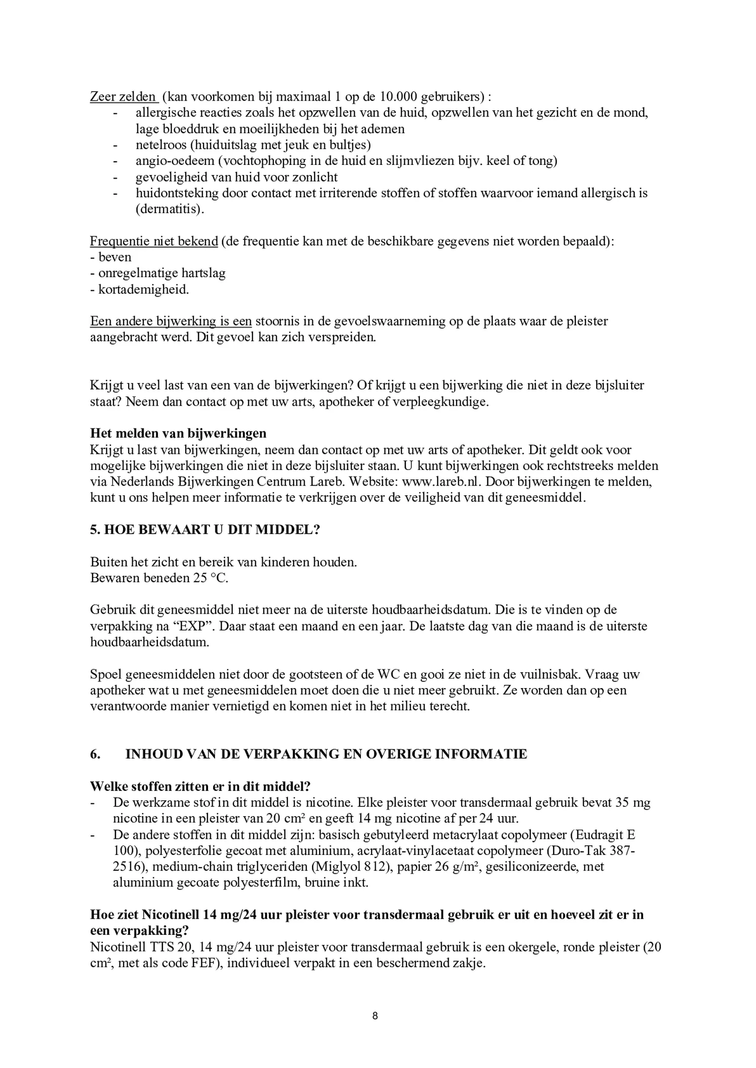 Pleisters 14 mg - voor stoppen met roken afbeelding van document #8, bijsluiter