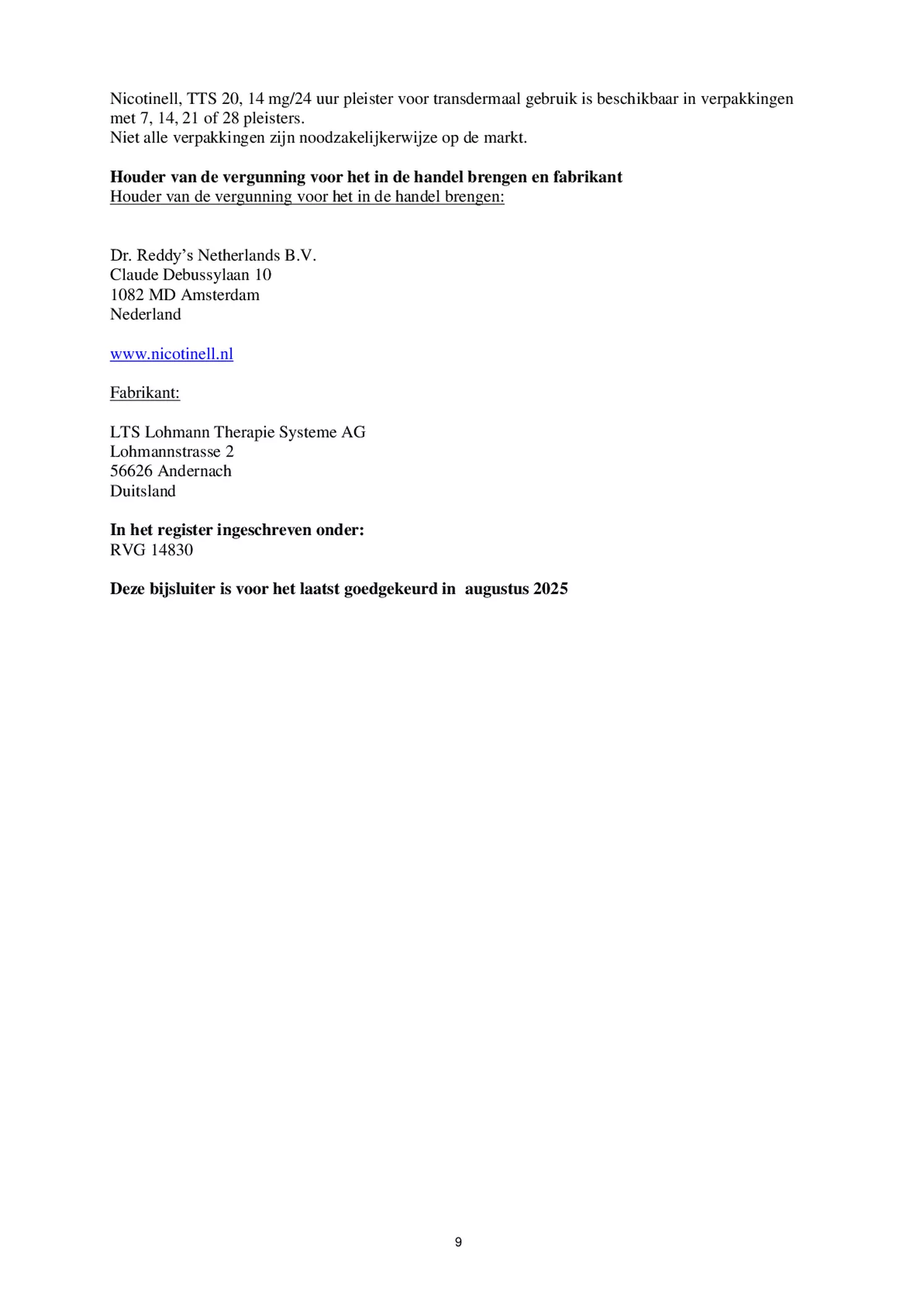 Pleisters 14 mg - voor stoppen met roken afbeelding van document #9, bijsluiter