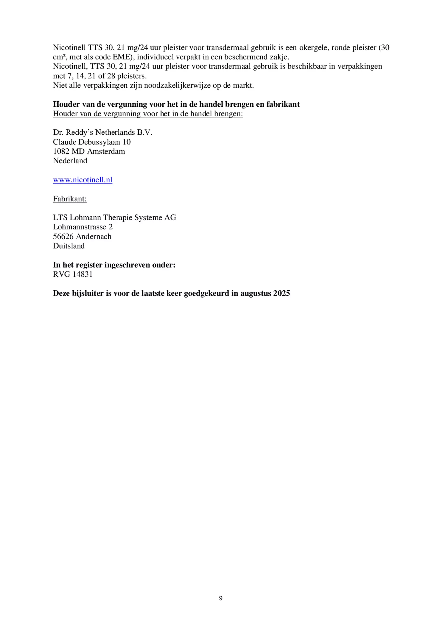 Pleisters 21 mg - voor stoppen met roken afbeelding van document #9, bijsluiter
