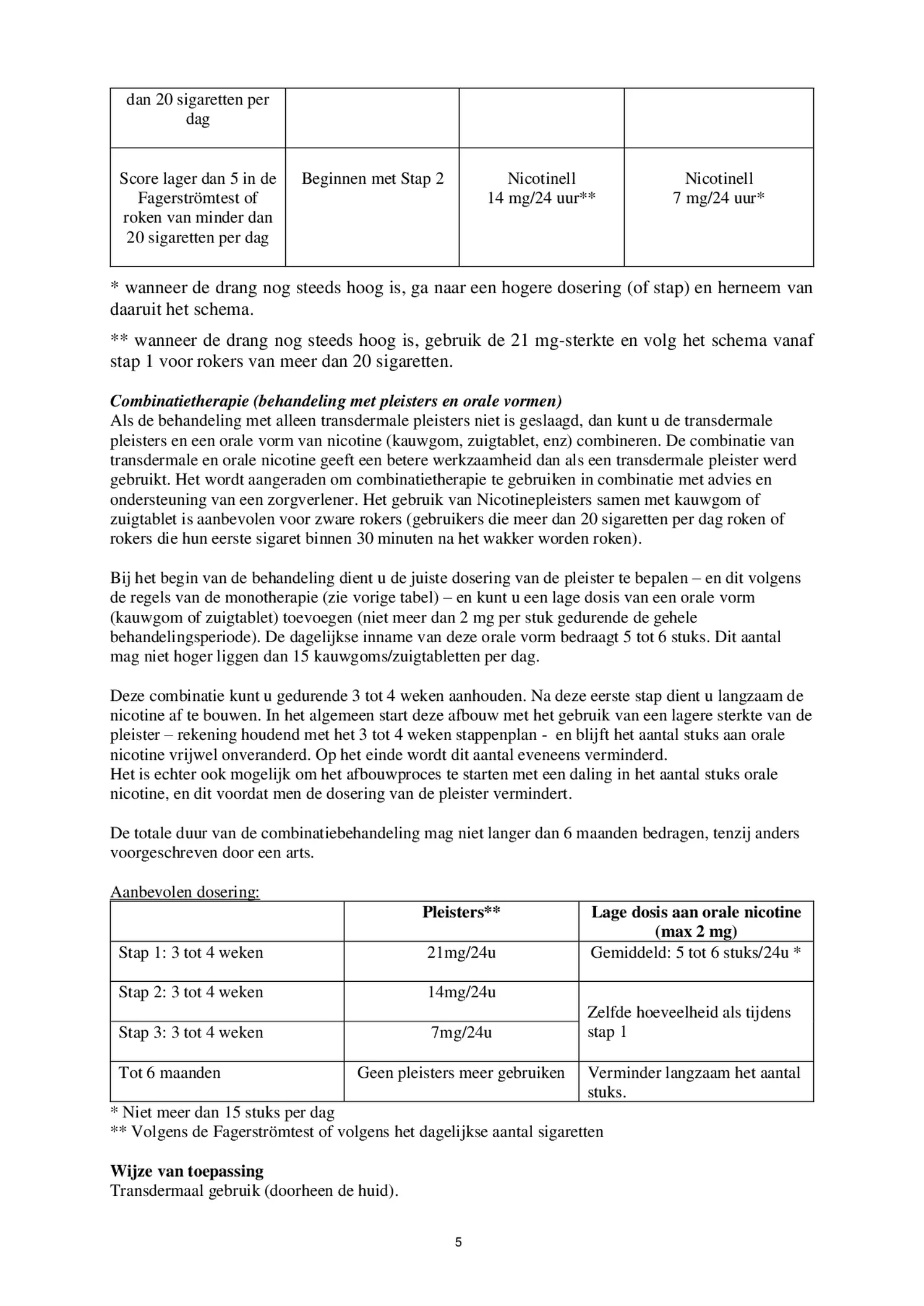 Pleisters 21 mg - voor stoppen met roken afbeelding van document #5, bijsluiter
