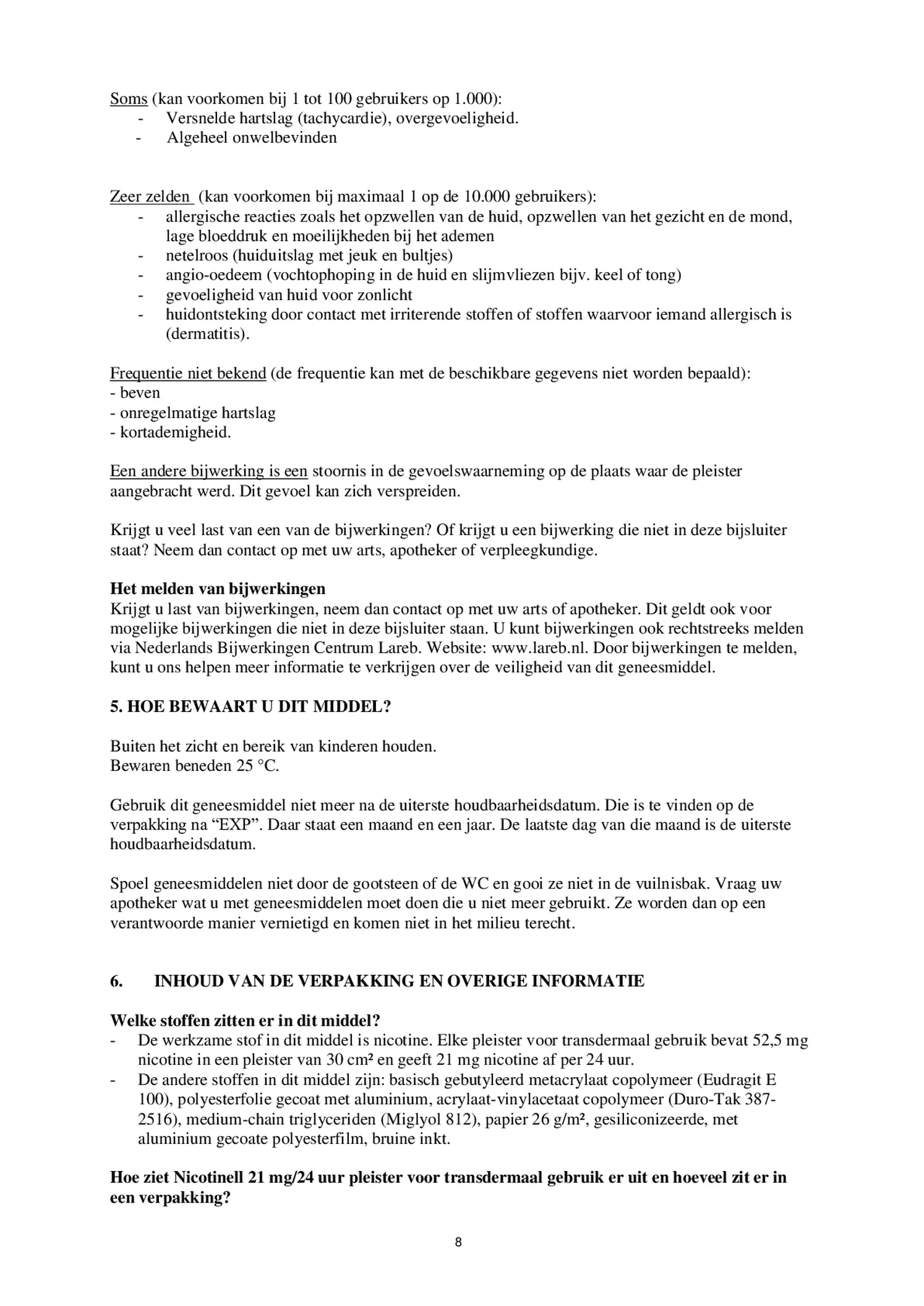 Pleisters 21 mg - voor stoppen met roken afbeelding van document #8, bijsluiter