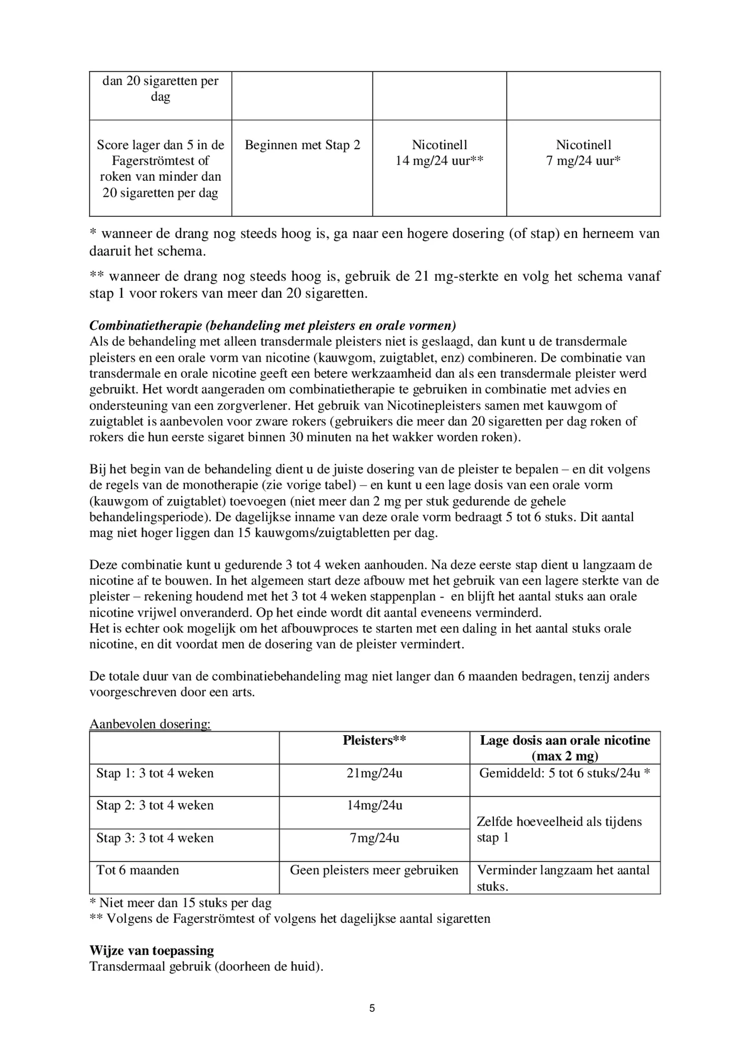 Pleisters 21 mg - voor stoppen met roken afbeelding van document #5, bijsluiter