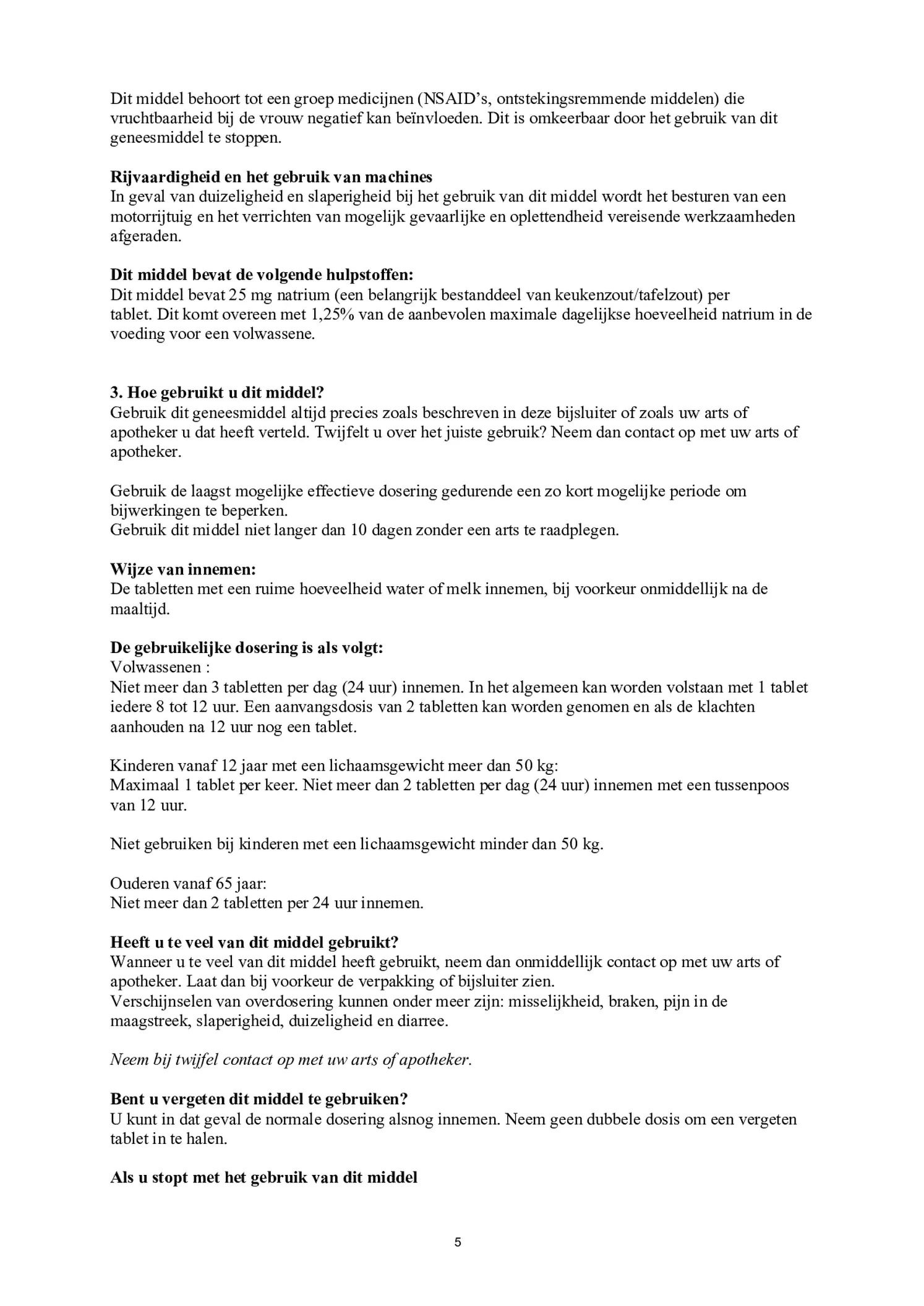 Select 275mg Tabletten afbeelding van document #5, bijsluiter