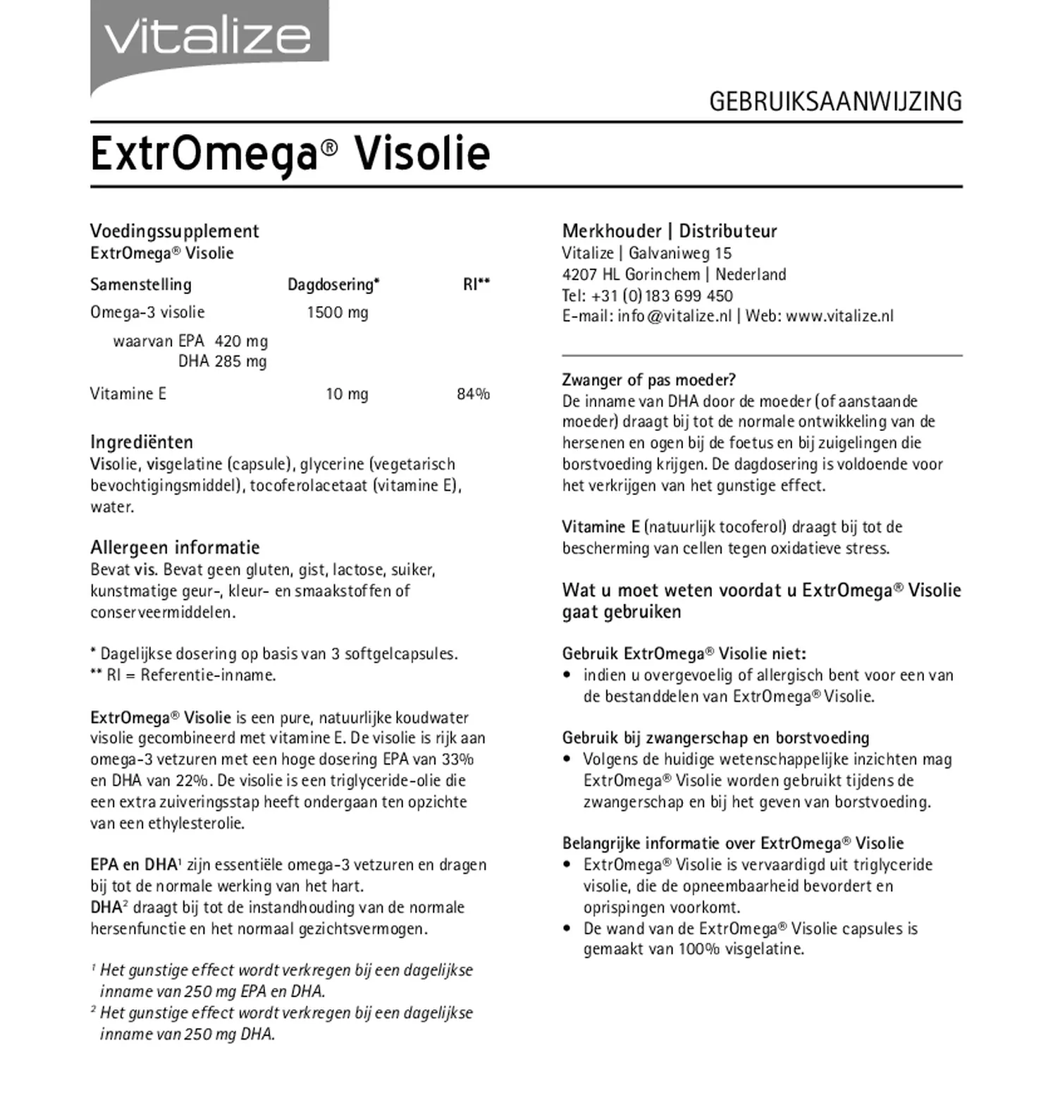 ExtrOmega Visolie Capsules afbeelding van document #1, gebruiksaanwijzing