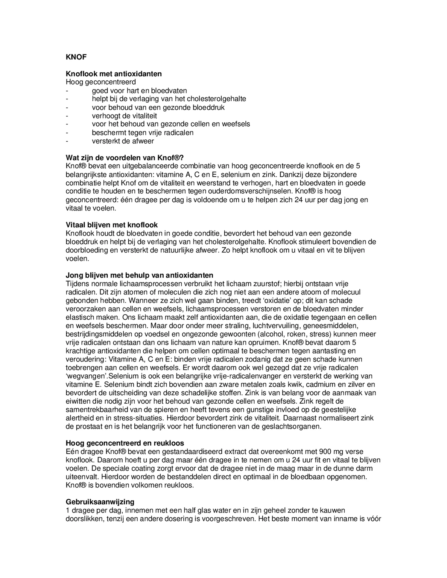 Knoflookdragees Anti Oxidanten afbeelding van document #1, gebruiksaanwijzing