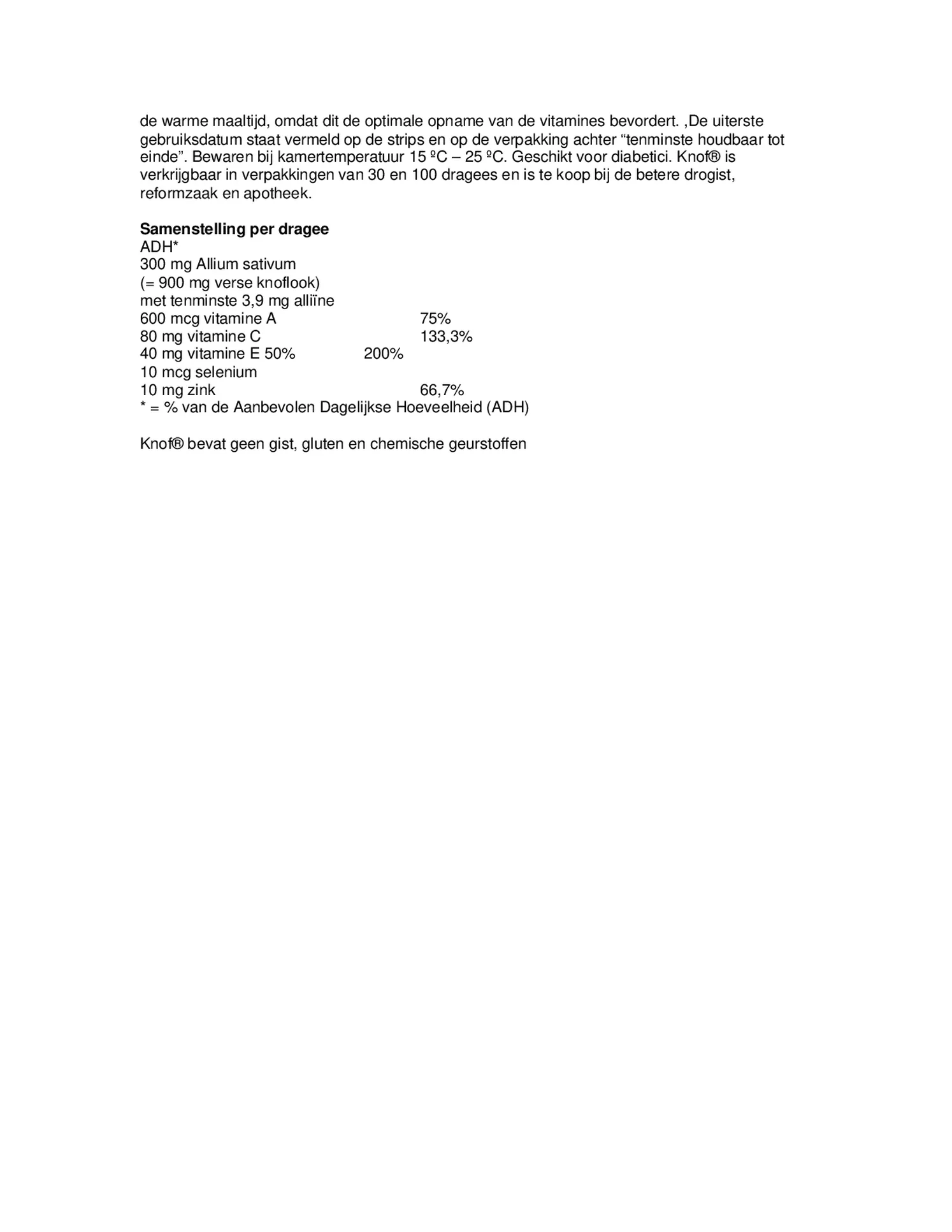 Knoflookdragees Anti Oxidanten afbeelding van document #2, gebruiksaanwijzing
