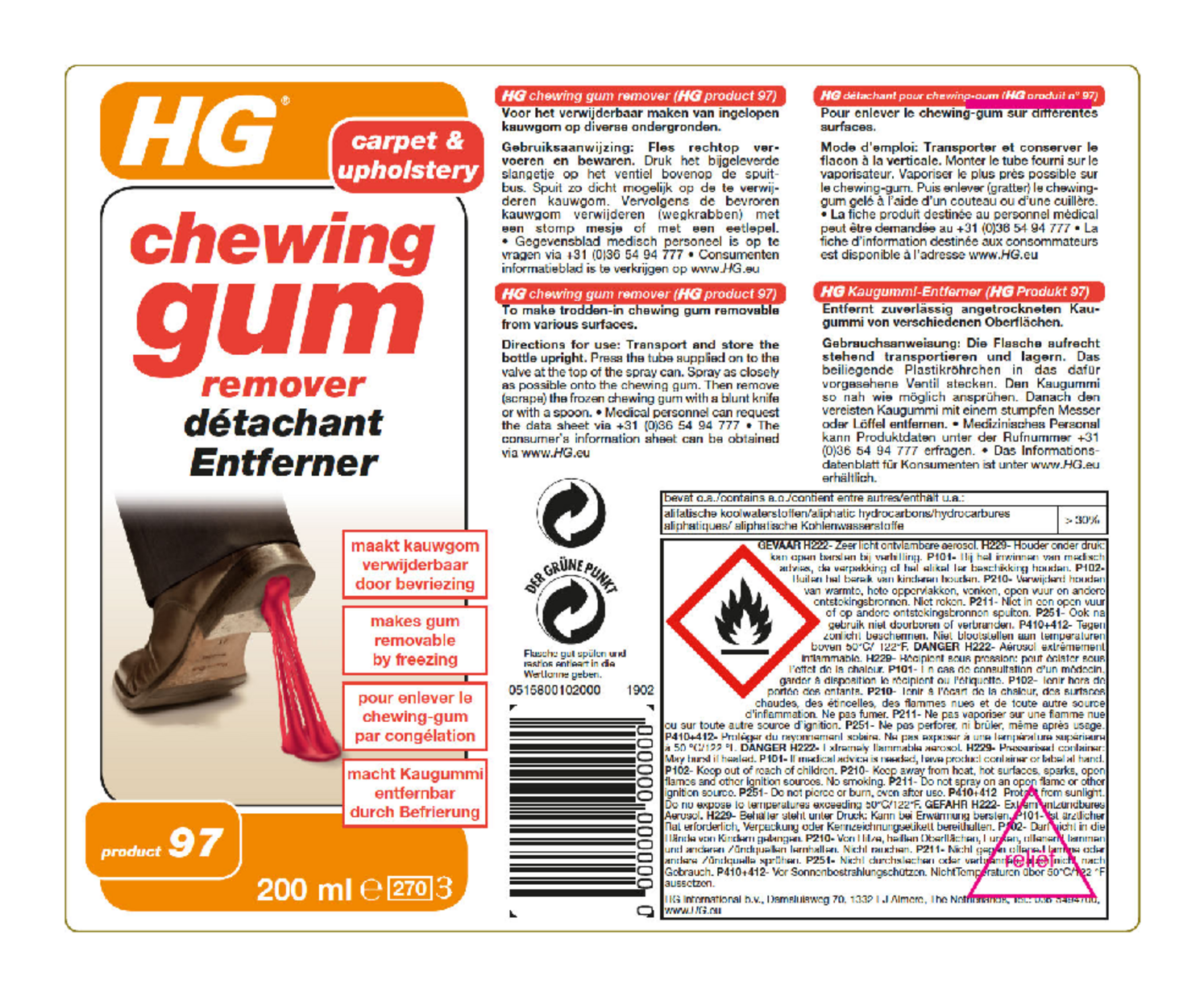 Chewing Gum Remover Productnr. 97 afbeelding van document #1, etiket