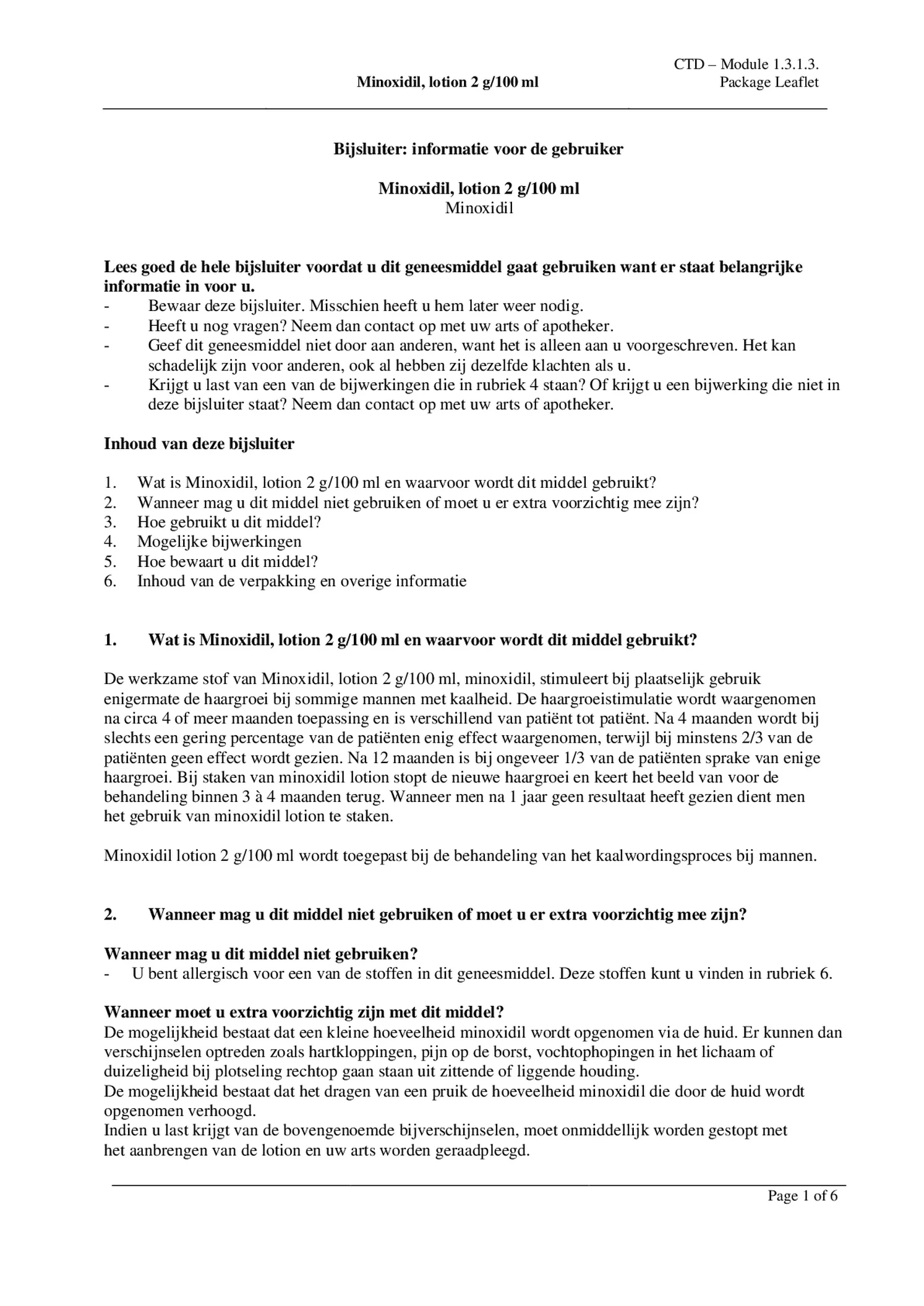 Minoxidil Lotion 2 g/100 ml afbeelding van document #1, bijsluiter