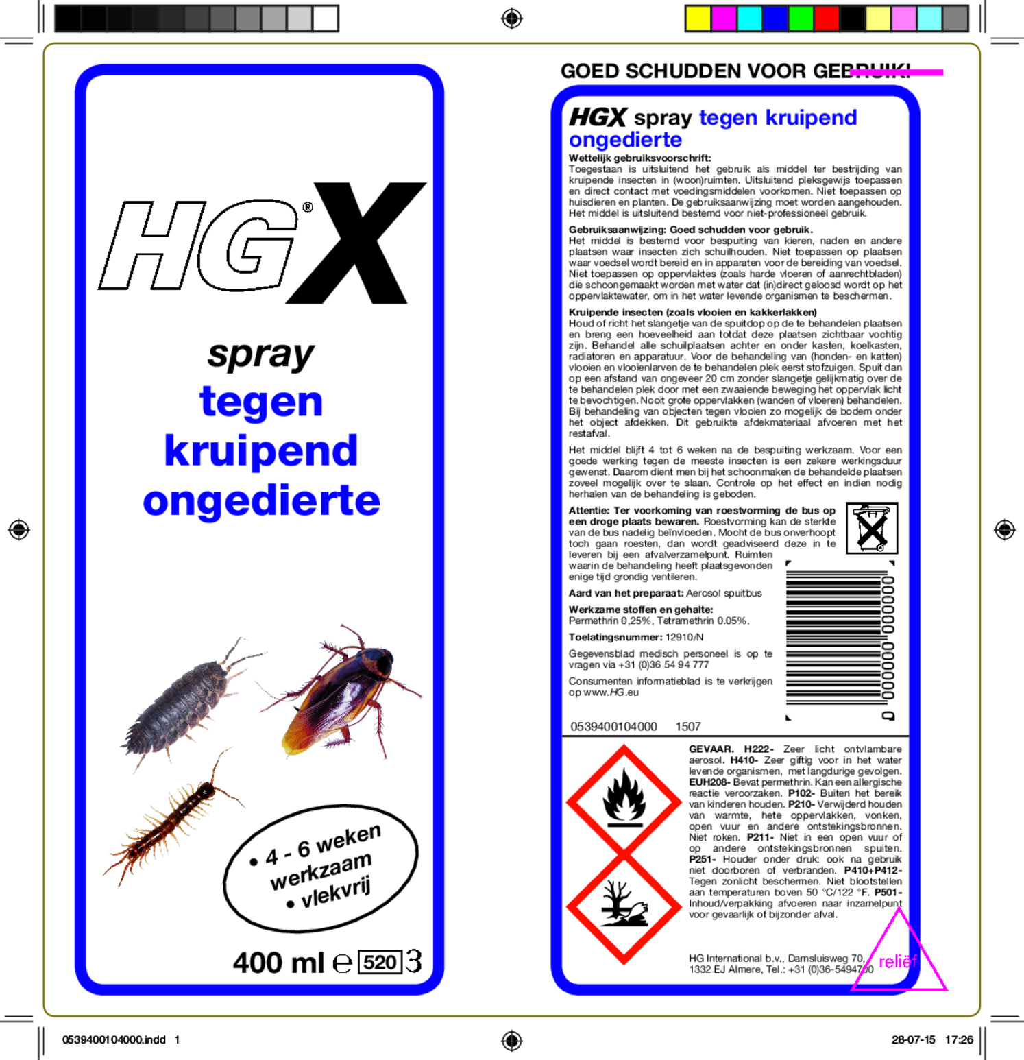 X Spray Tegen Kruipend Ongedierte afbeelding van document #1, etiket