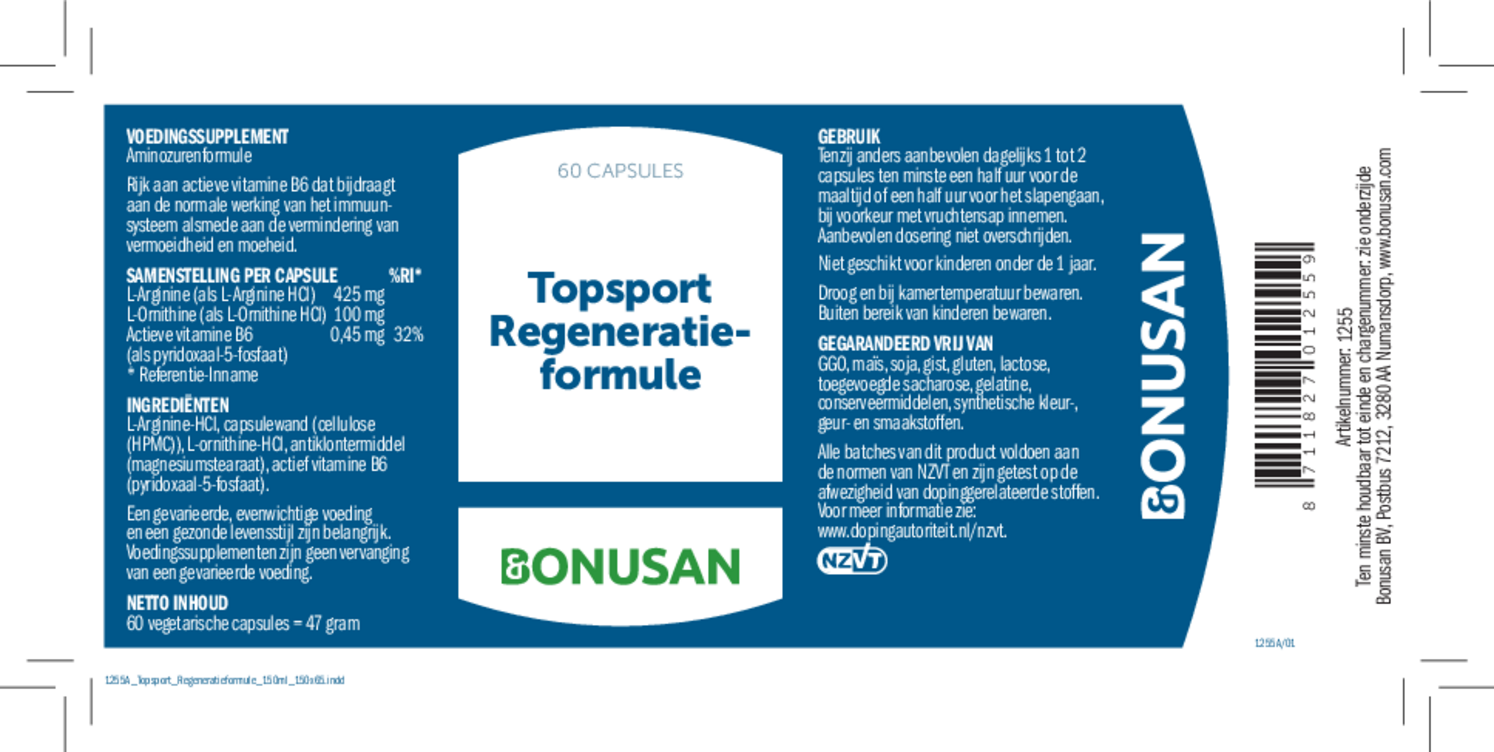 Topsport Regeneratieformule Capsules afbeelding van document #1, etiket