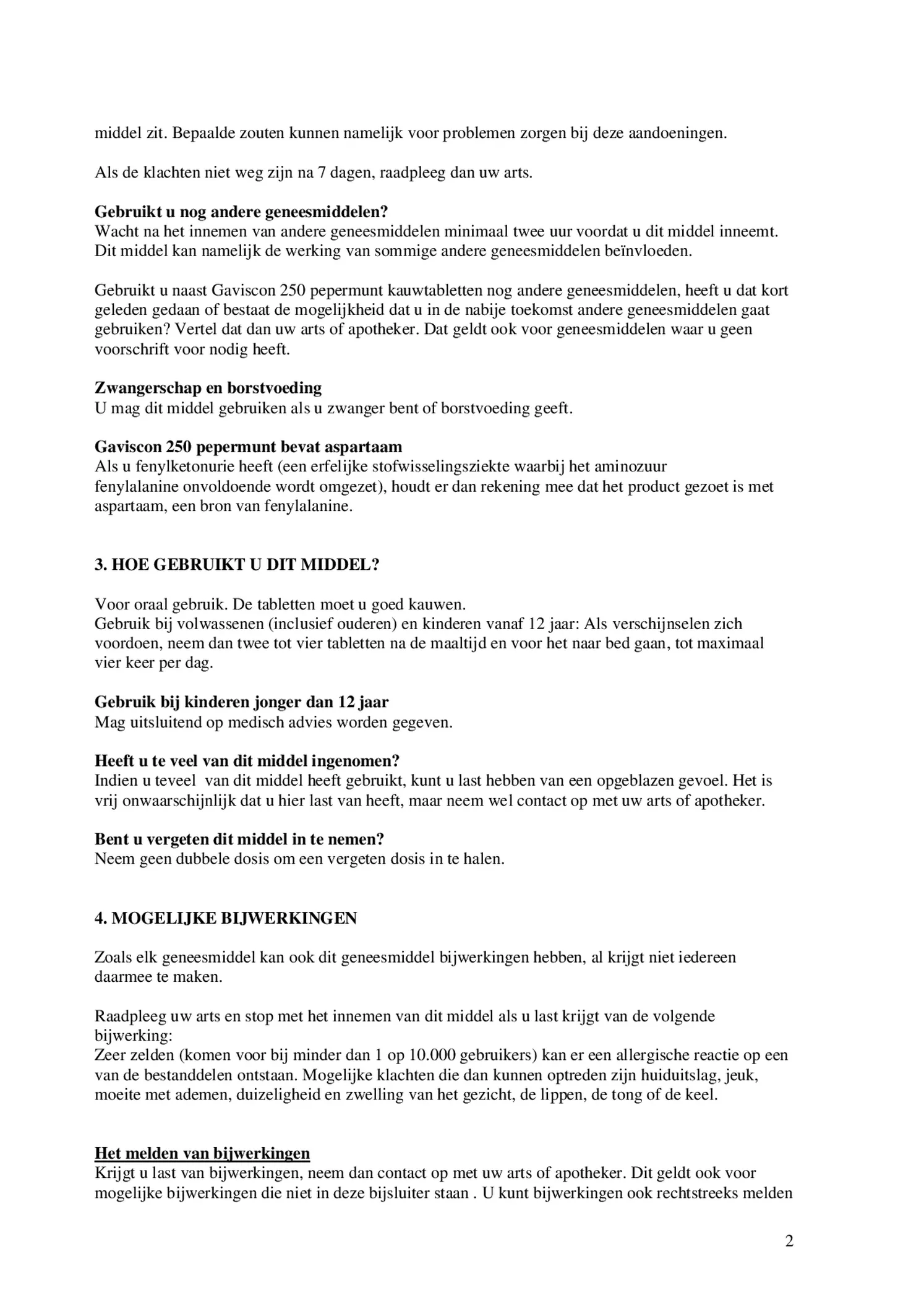 250 Pepermunt Kauwtabletten afbeelding van document #2, bijsluiter