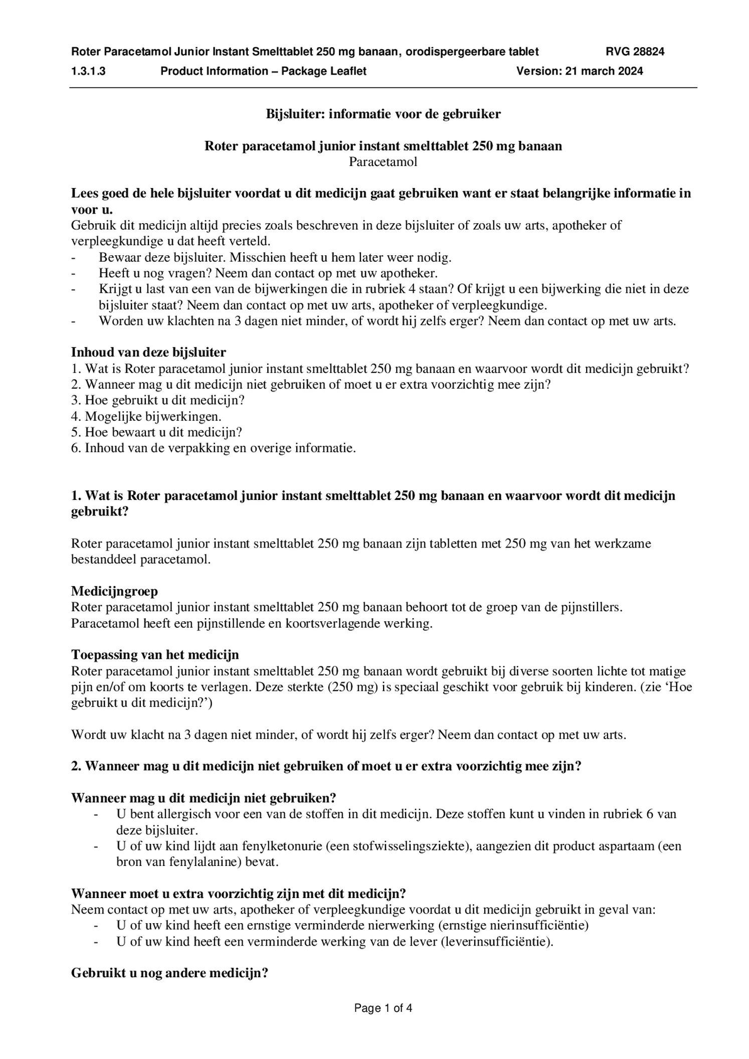 Paracetamol Junior Smelt Tabletten afbeelding van document #1, bijsluiter
