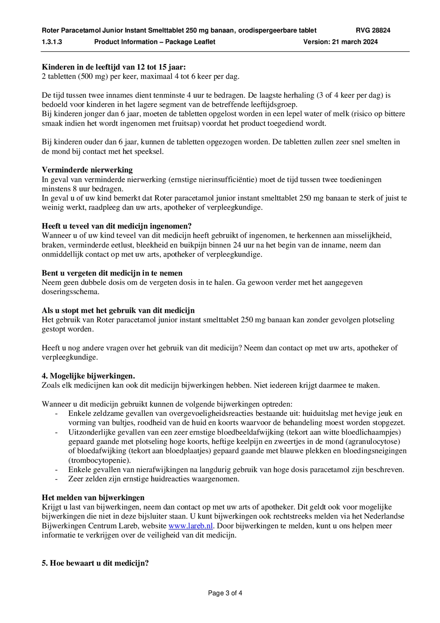 Paracetamol Junior Smelt Tabletten afbeelding van document #3, bijsluiter