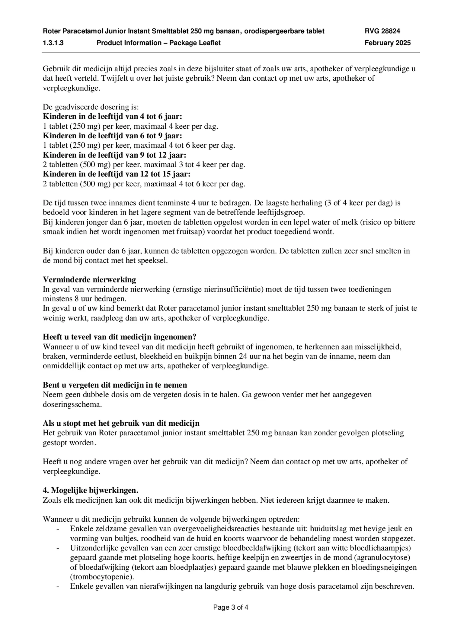 Paracetamol Junior Smelt Tabletten afbeelding van document #3, bijsluiter