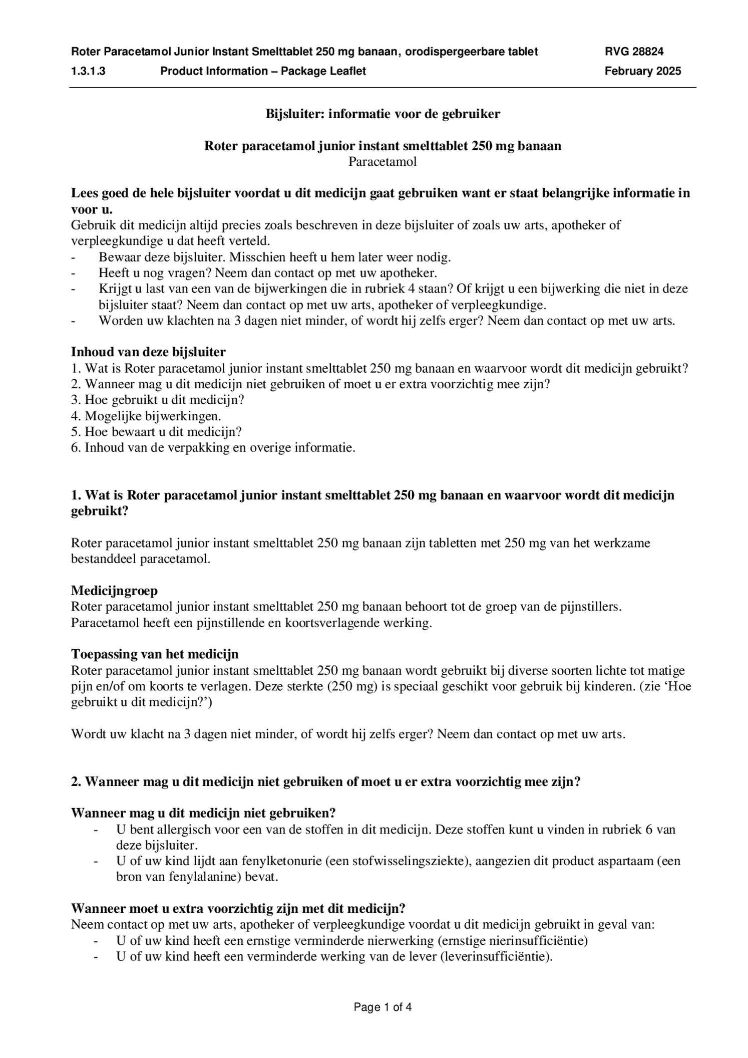 Paracetamol Junior Smelt Tabletten afbeelding van document #1, bijsluiter