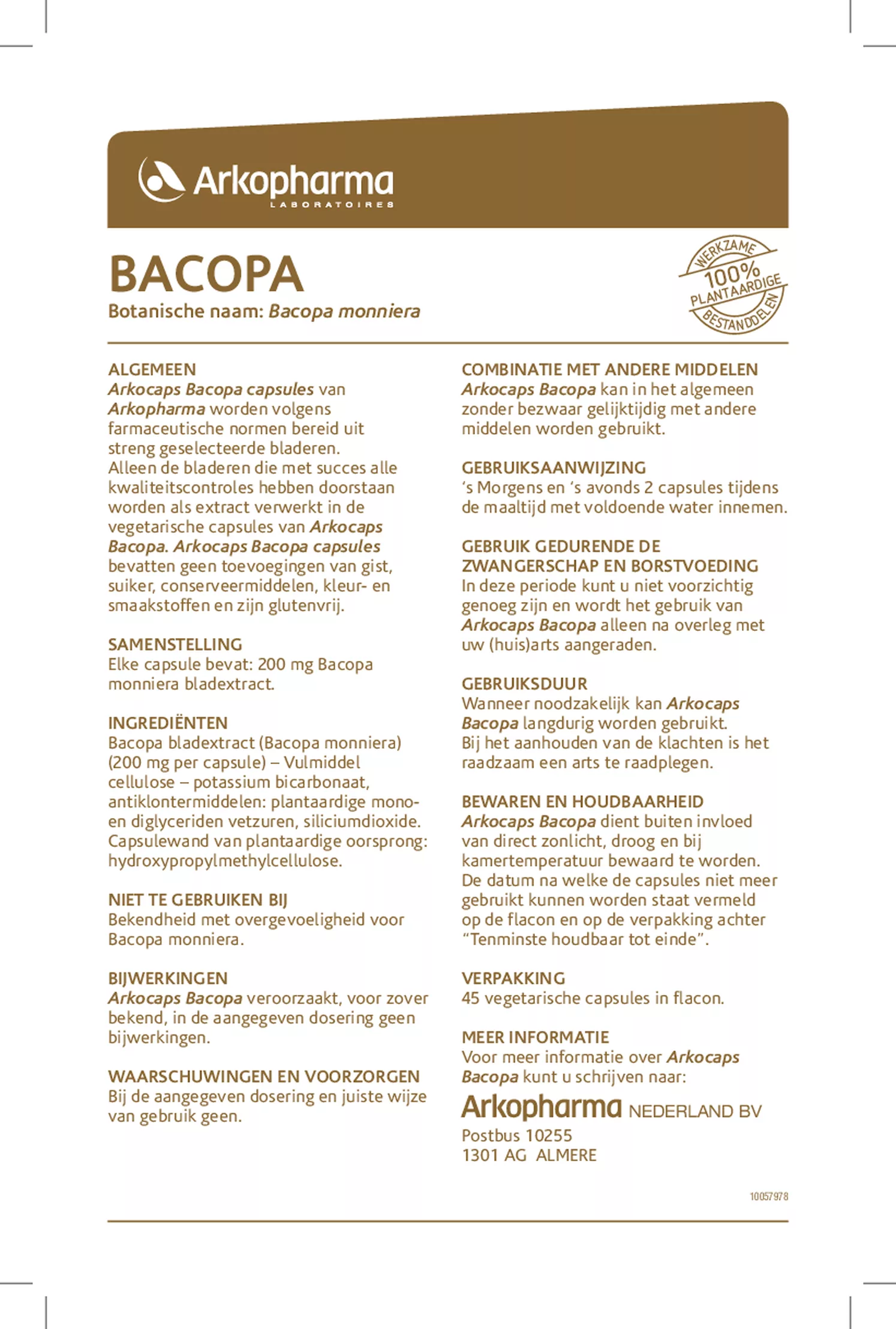 Bacopa Capsules afbeelding van document #1, gebruiksaanwijzing