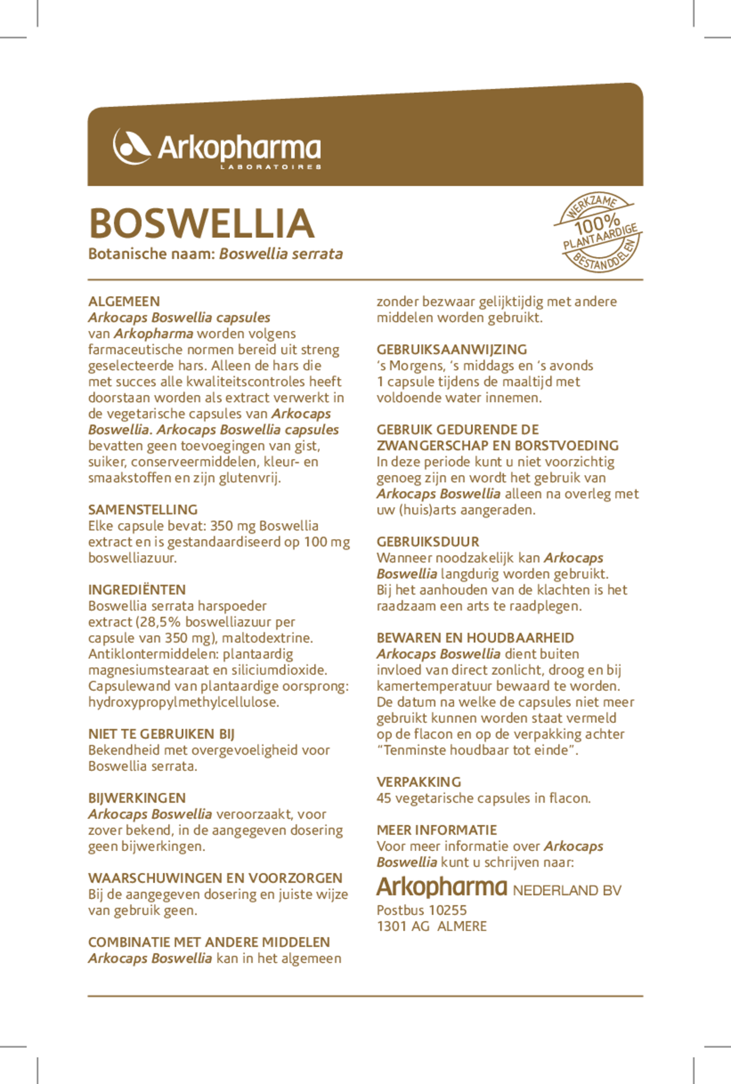 Boswellia Capsules afbeelding van document #1, gebruiksaanwijzing