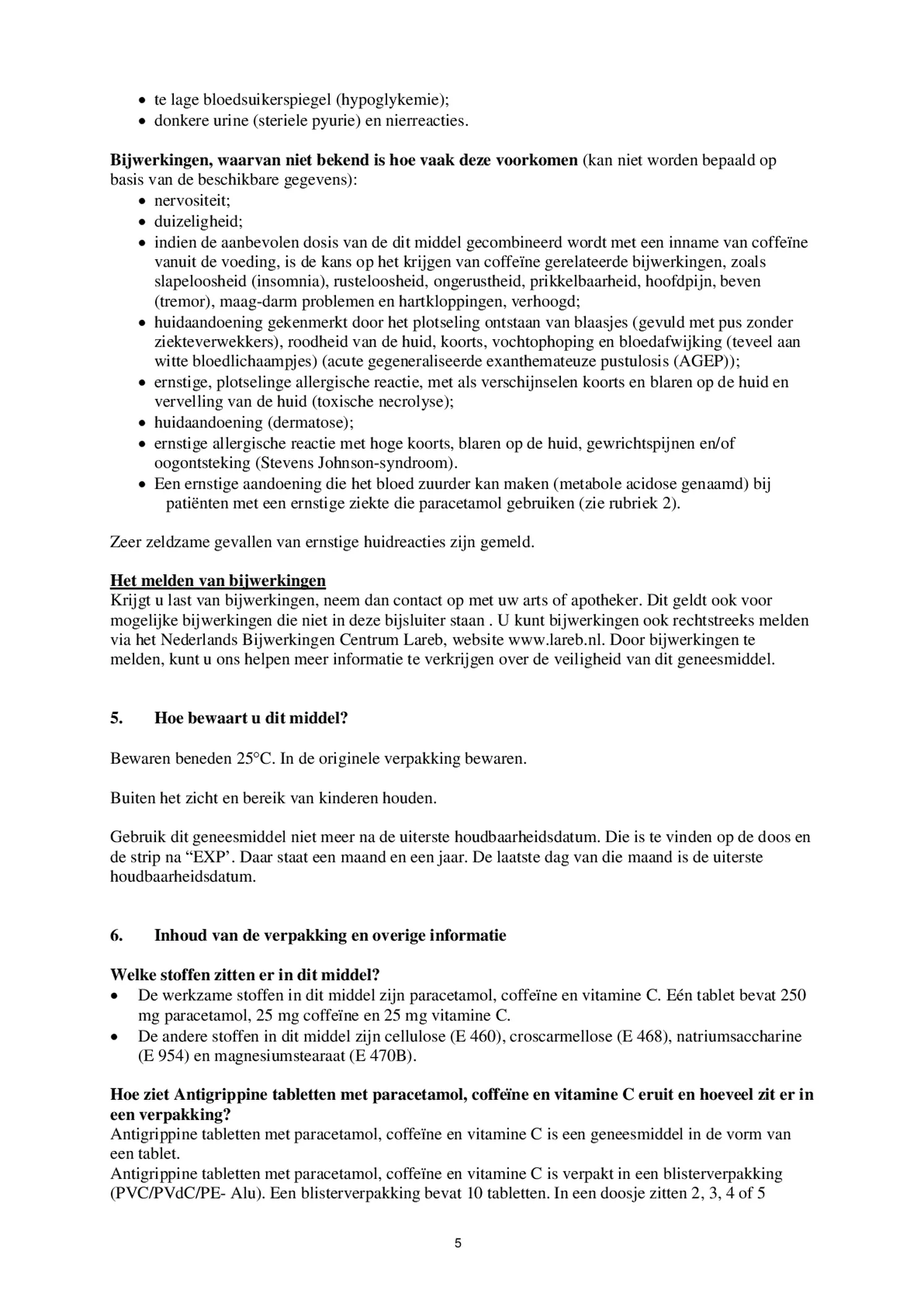 Tabletten afbeelding van document #5, bijsluiter