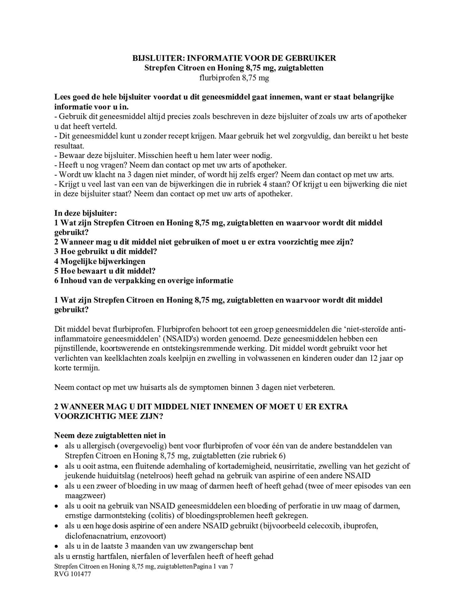 Citroen & Honing Zuigtabletten afbeelding van document #1, bijsluiter